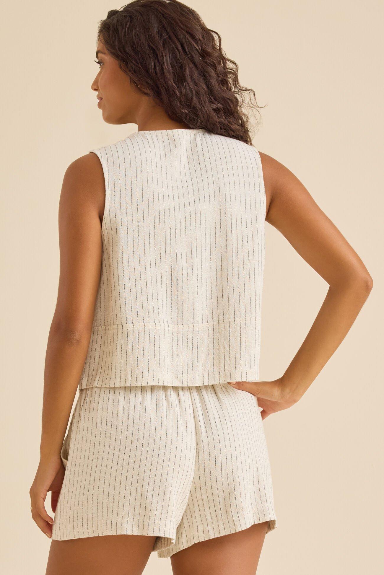 Penelope Striped Linen Vest Product Image