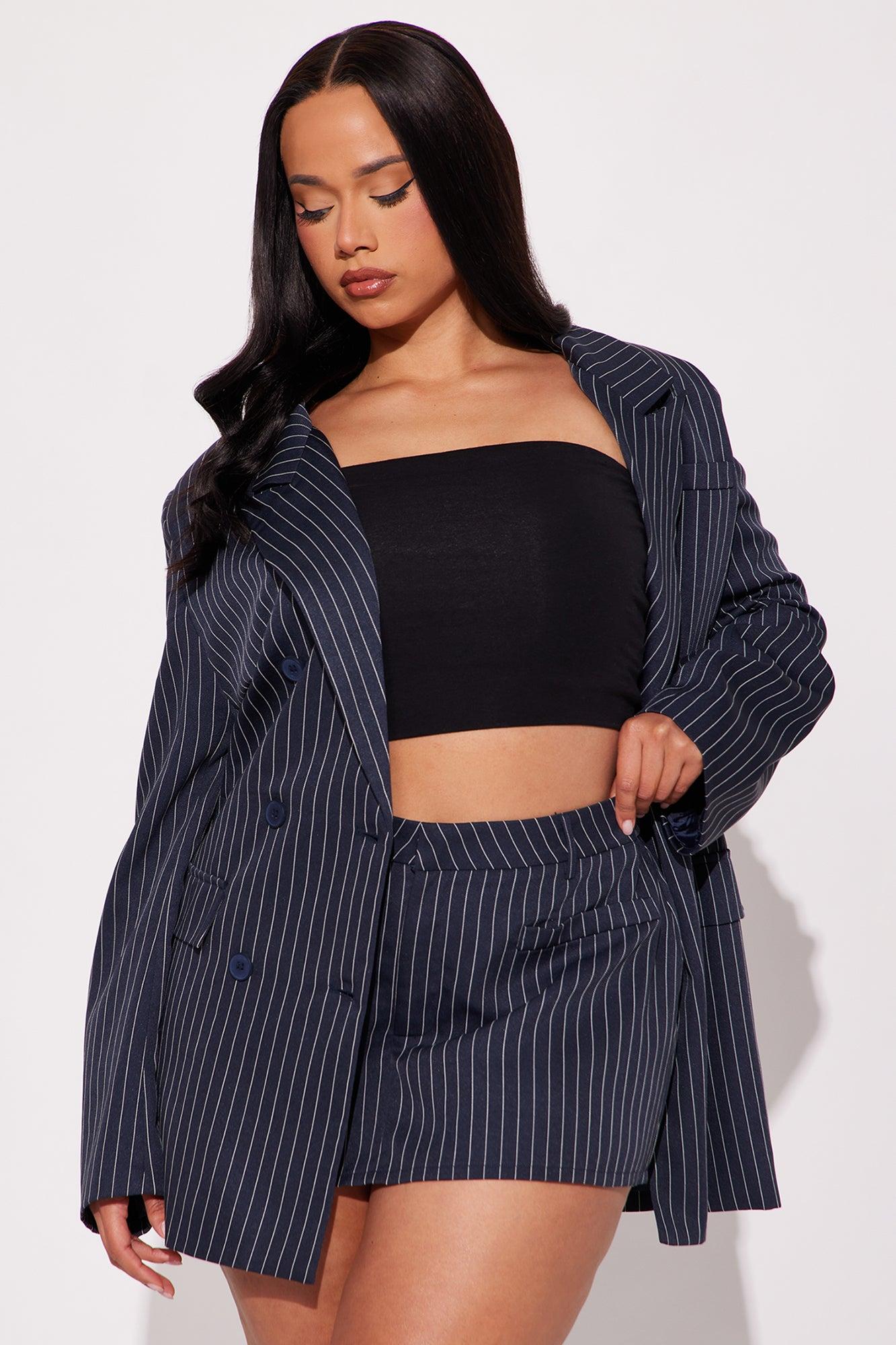 Be Yourself Pinstripe Blazer - Navy Product Image