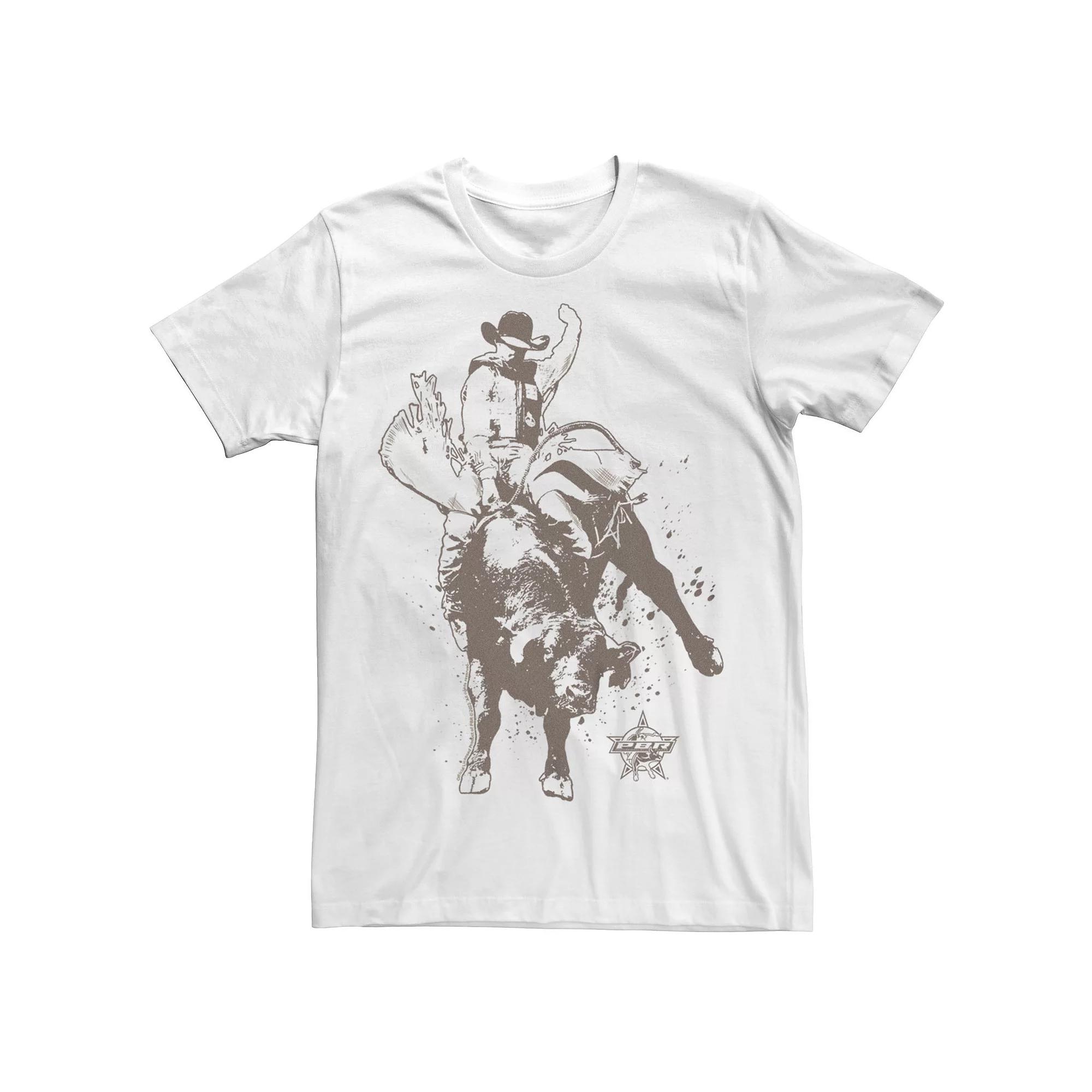 Men's Professional Bull Riders Riding The Bull Graphic Tee, Size: Small, White Product Image
