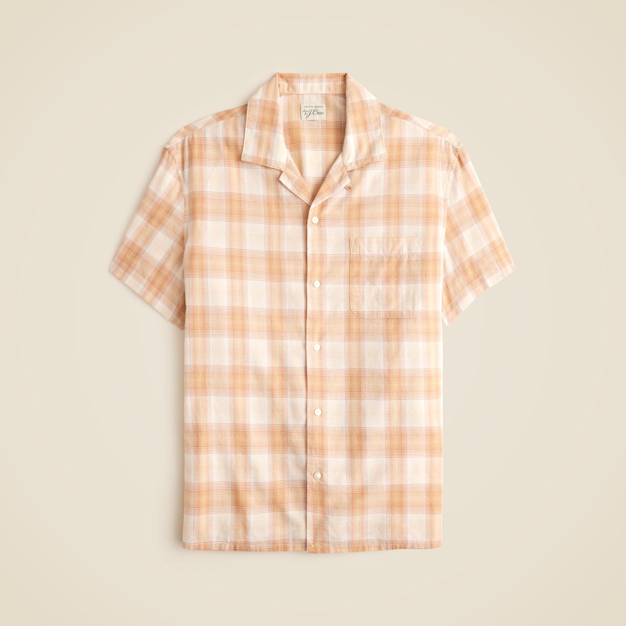 Short-sleeve cotton gauze camp-collar shirt Product Image