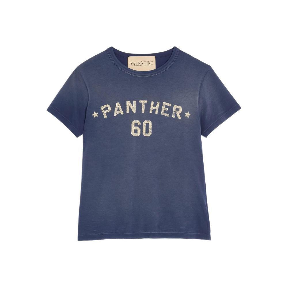 VALENTINO Garavani Navy Cotton T-shirt In Blue Product Image