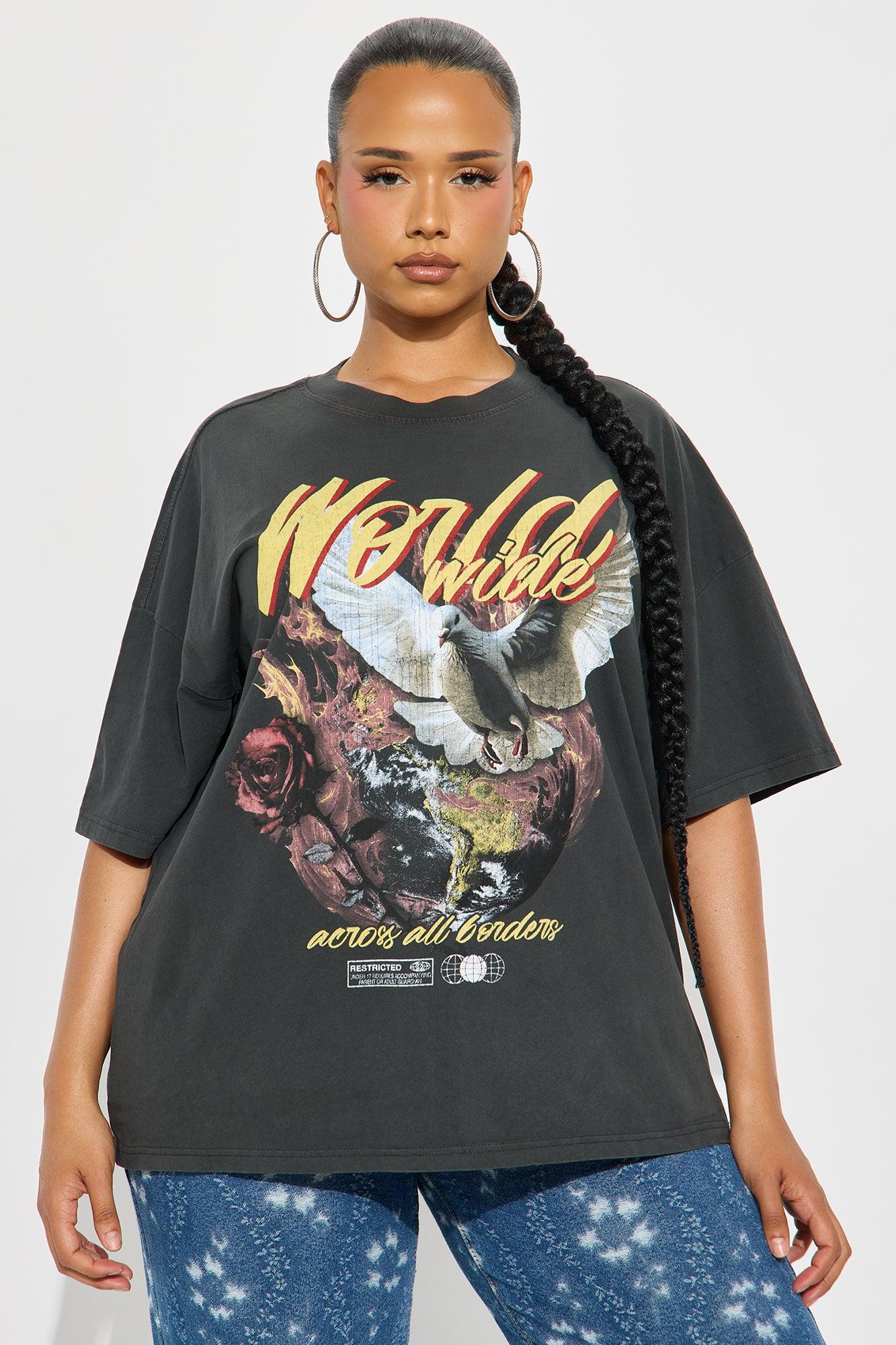 World Wide Washed Tee - Black Wash Female Product Image