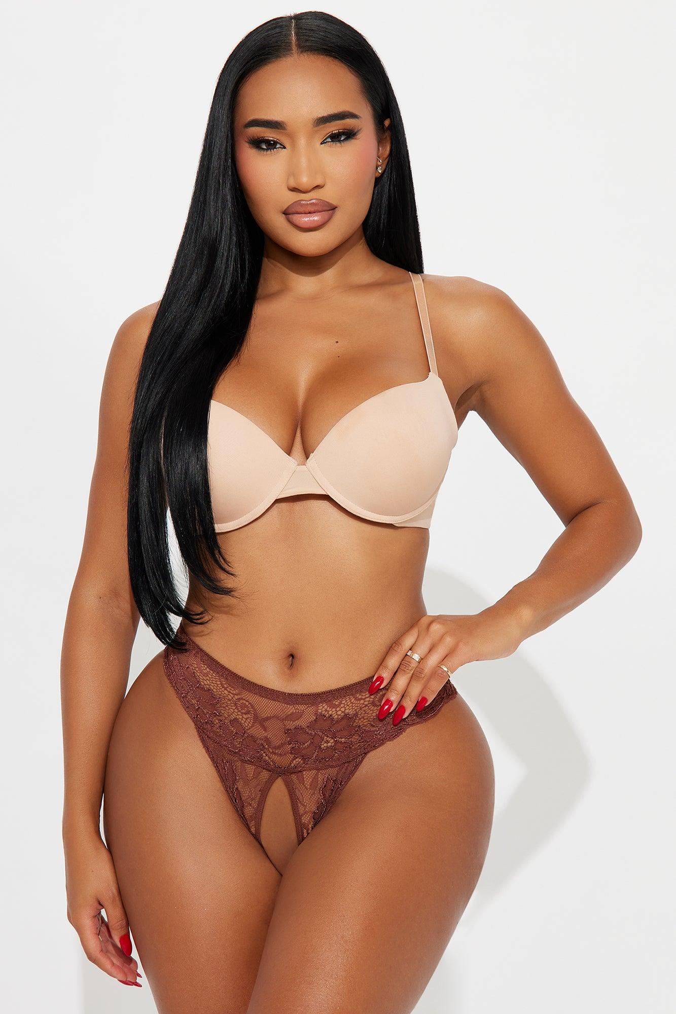 Nikki Lace Crotchless Cheeky Panty - Chocolate Female Product Image