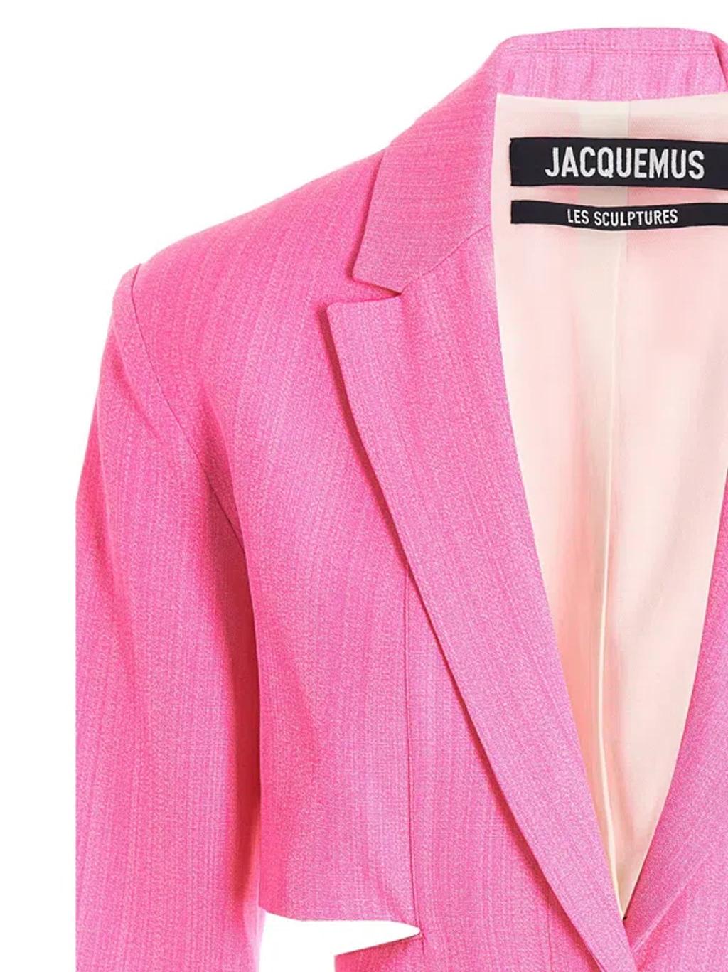 JACQUEMUS Bari Cutout Single-breasted Mini Blazer Dress In Pink Product Image