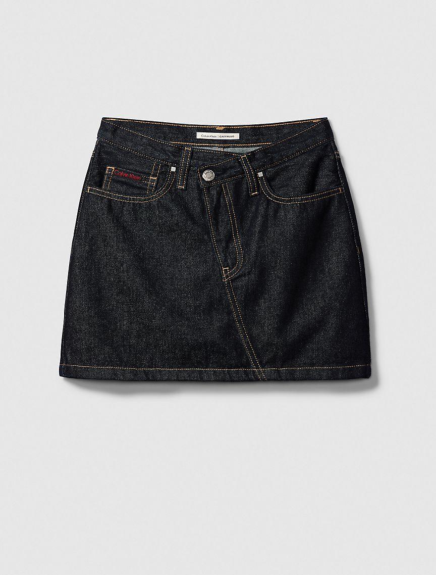 Denim Asymmetric Waist Mini Skirt Product Image