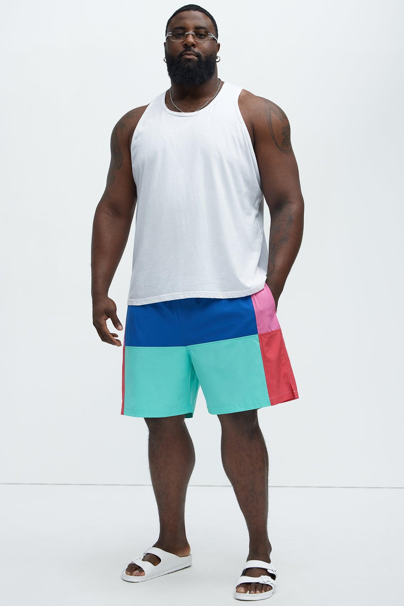 Swim And Surf Colorblock Swim Mid Trunk - Blue Product Image