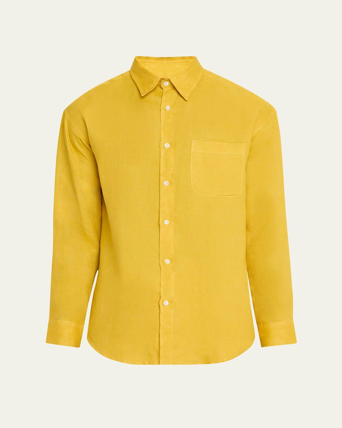 Mens Long-Sleeve Linen Shirt Product Image
