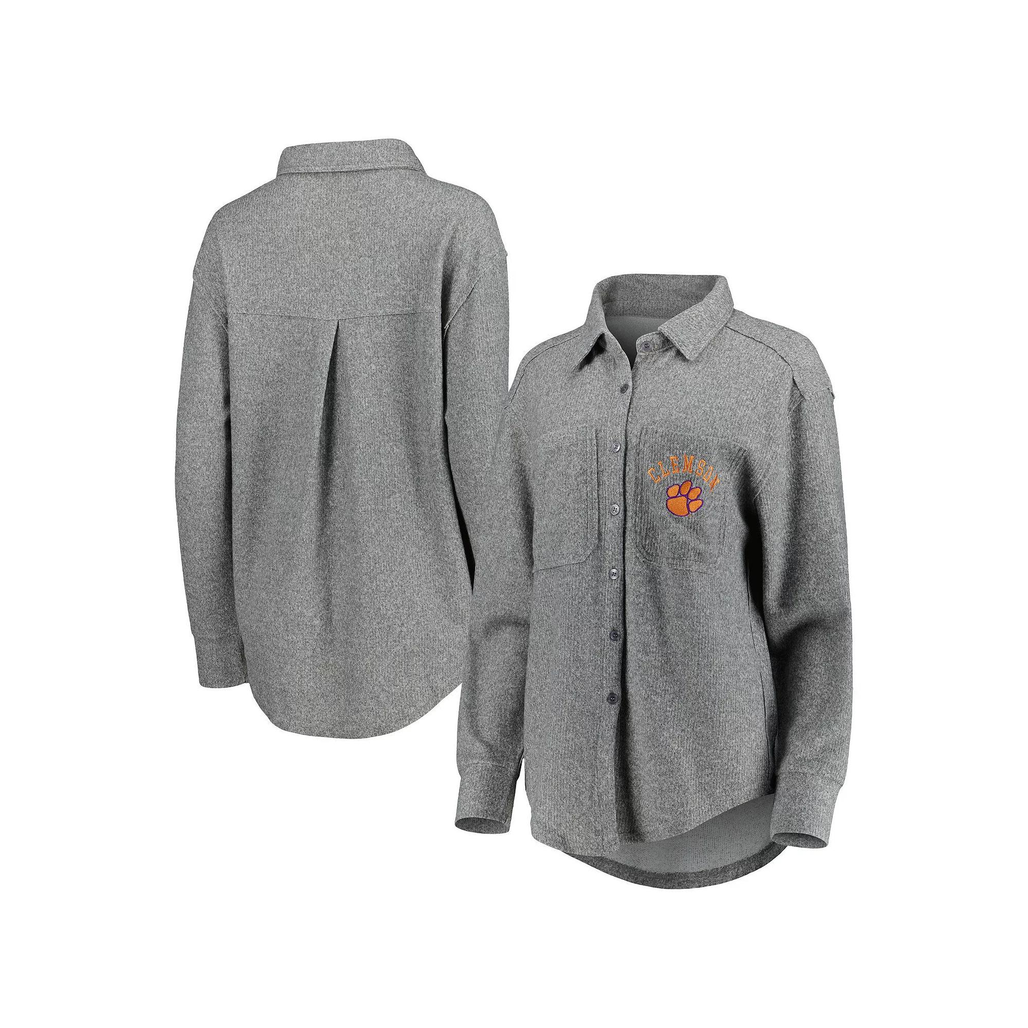 Women's Gameday Couture Gray Clemson Tigers Switch It Up Tri-Blend Button-Up Shacket,  Product Image