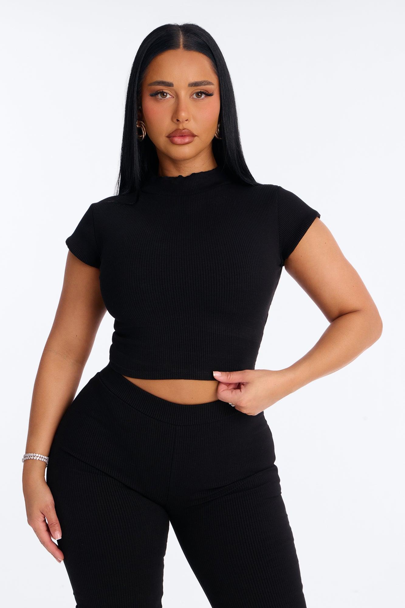 Simply Snatched Mock Neck Legging Set - Black Female Product Image