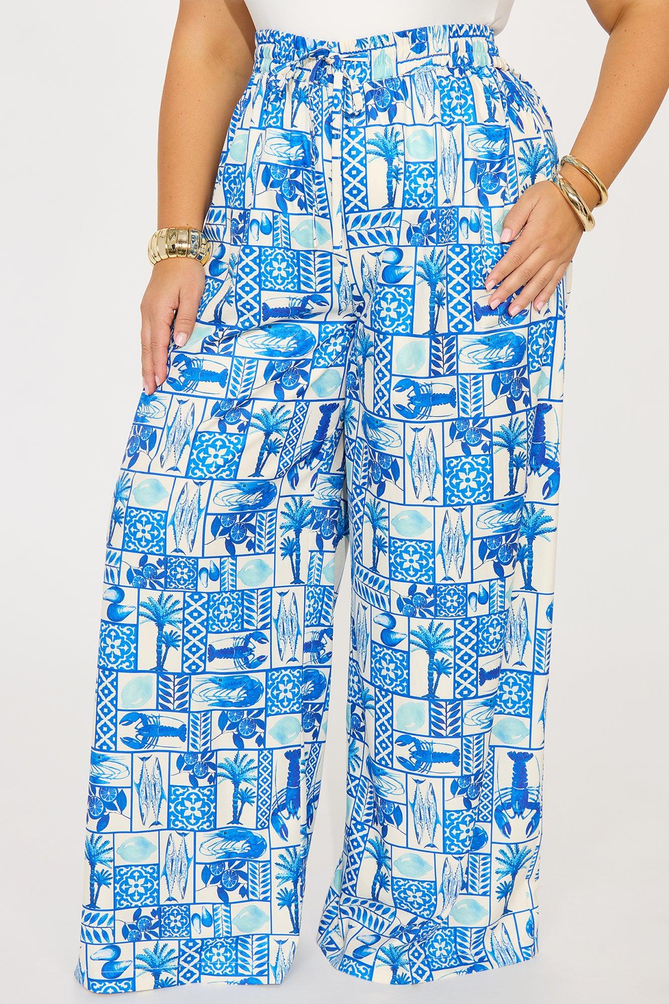 Mediterranean Bliss Satin Pant - Blue/combo Product Image