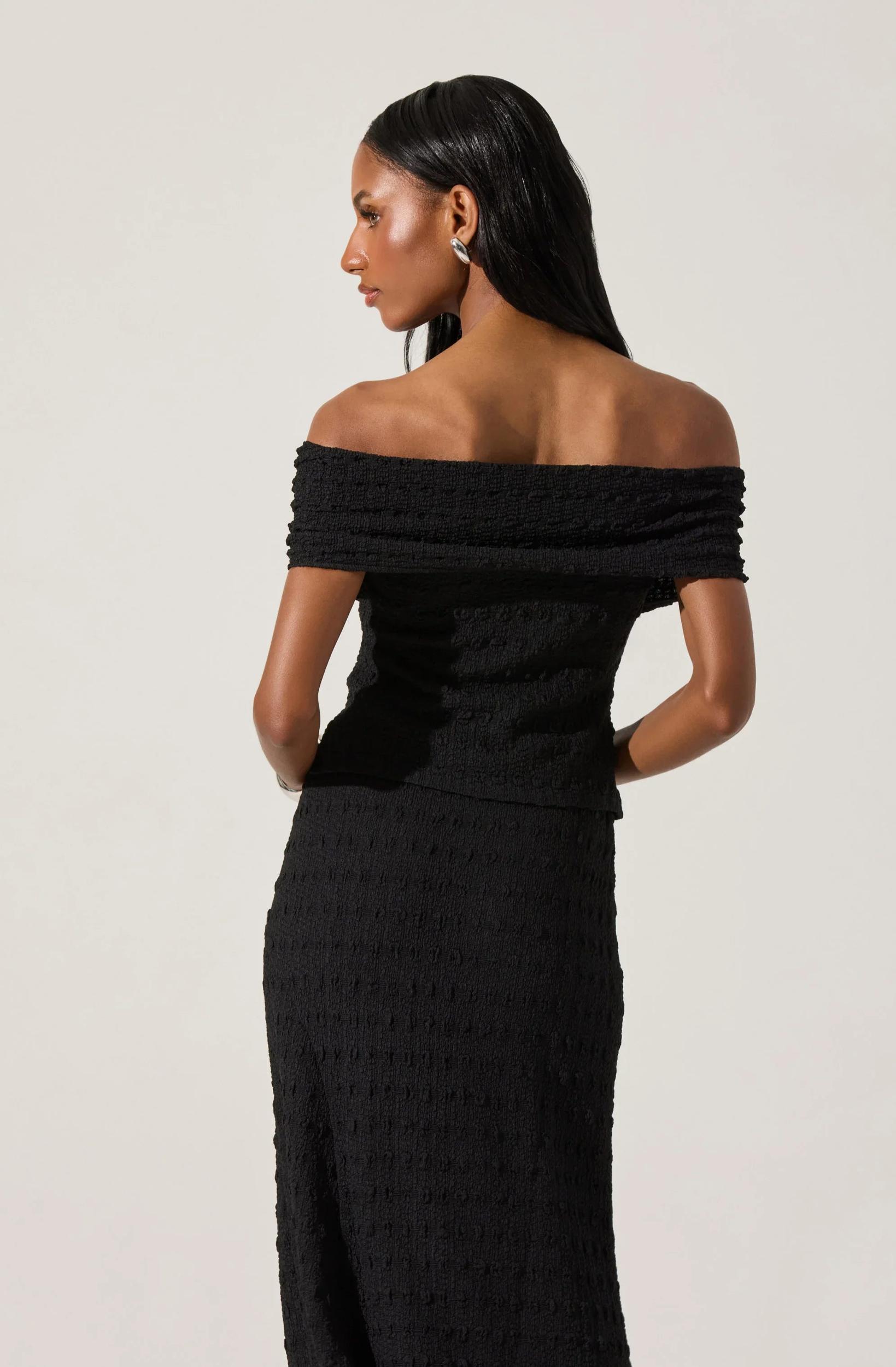 Off Shoulder Textured Knit Top Product Image