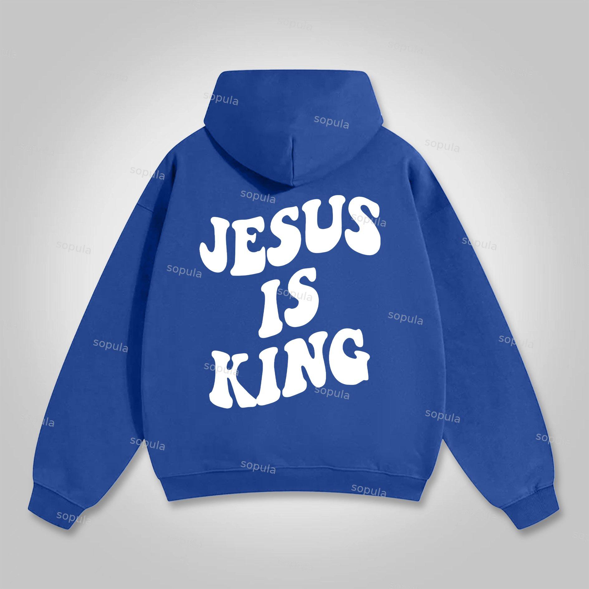 Jesus Is King Puff Print Graphic Pullover Hoodie Product Image