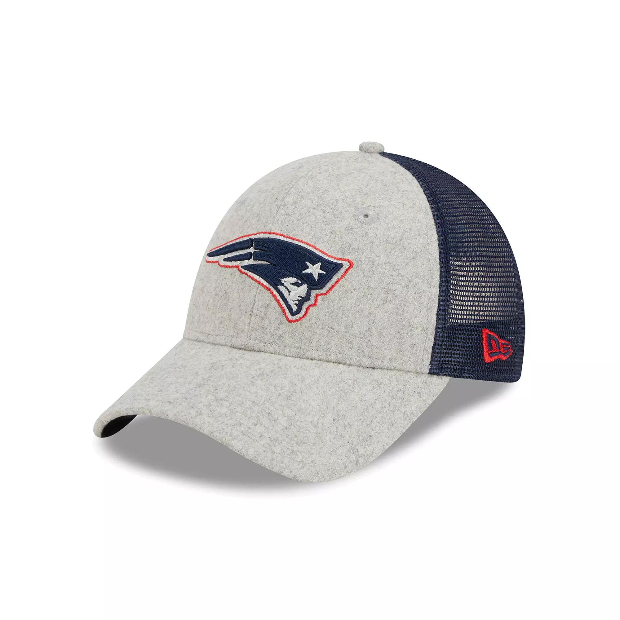 Men's New Era Heather Gray/Navy New England Patriots Pop Trucker 9FORTY Adjustable Hat, Grey Product Image