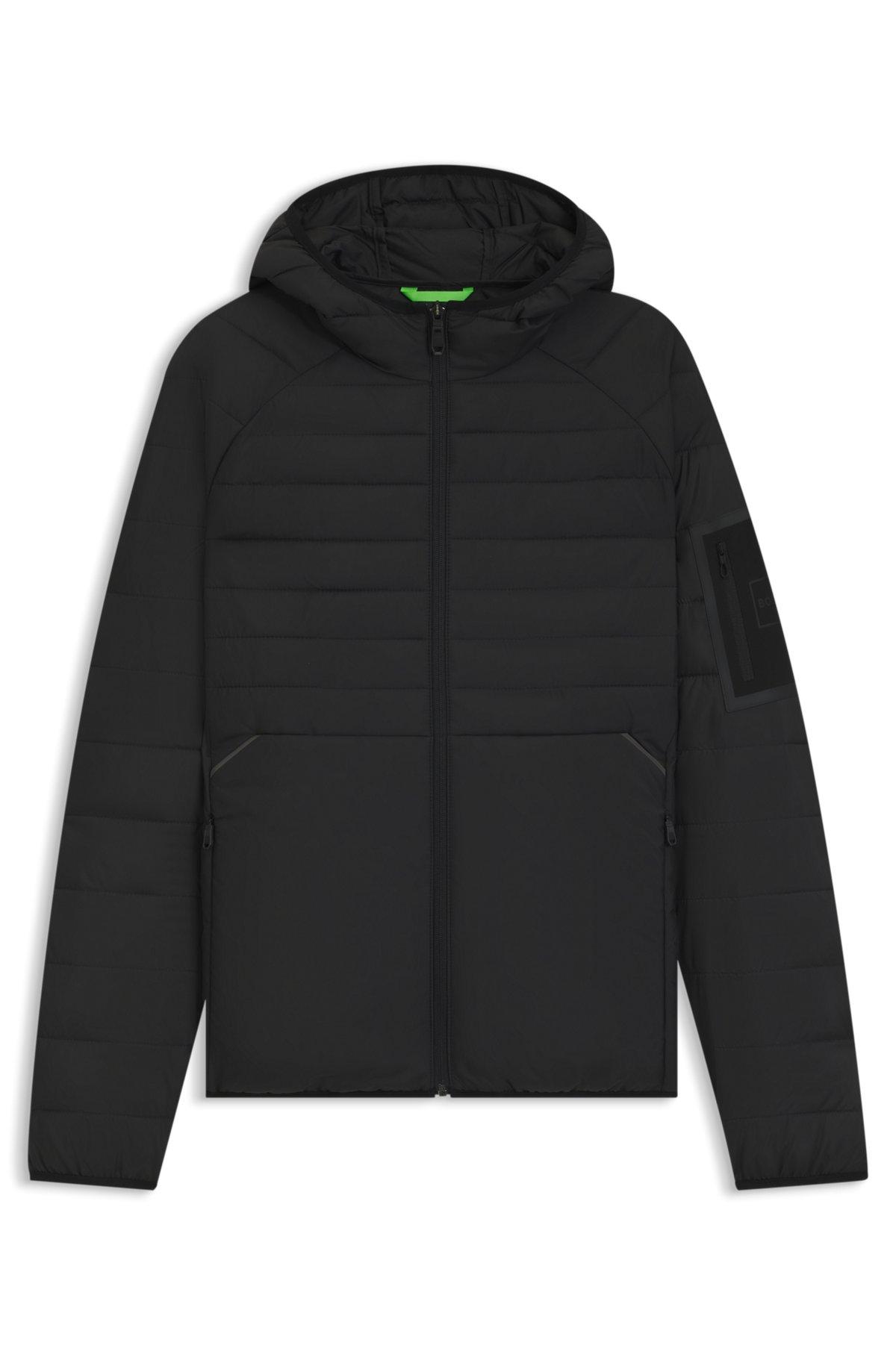 Water-repellent hooded jacket with decorative reflective details Product Image
