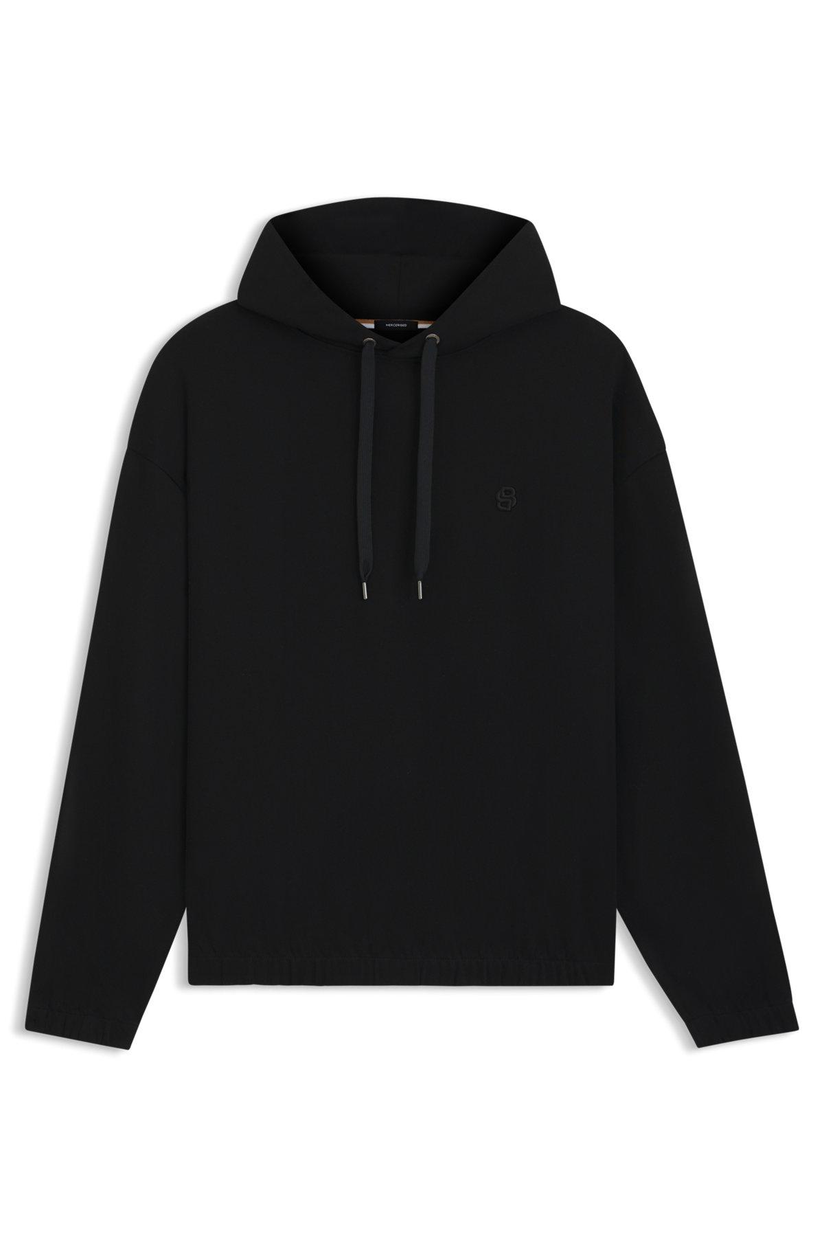 BOSS - Relaxed-fit hoodie in mercerised cotton - Black Product Image