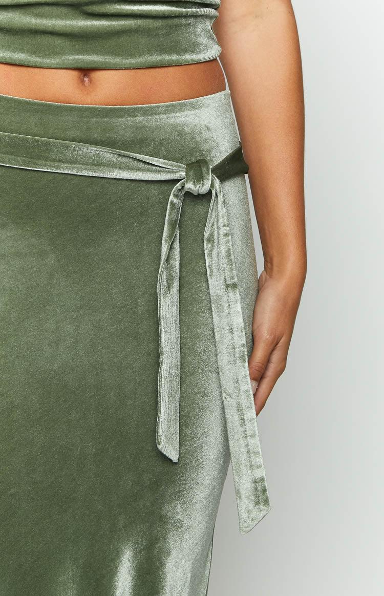 Arleth Green Velvet Maxi Skirt Product Image