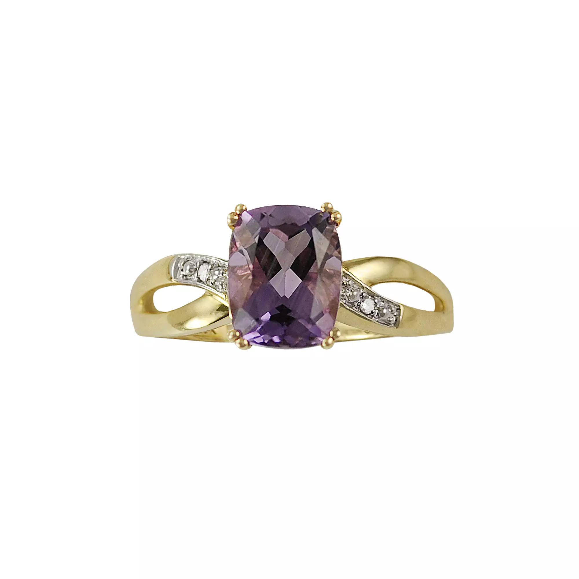 10k Gold Amethyst and Diamond Accent Ring, Womens Product Image