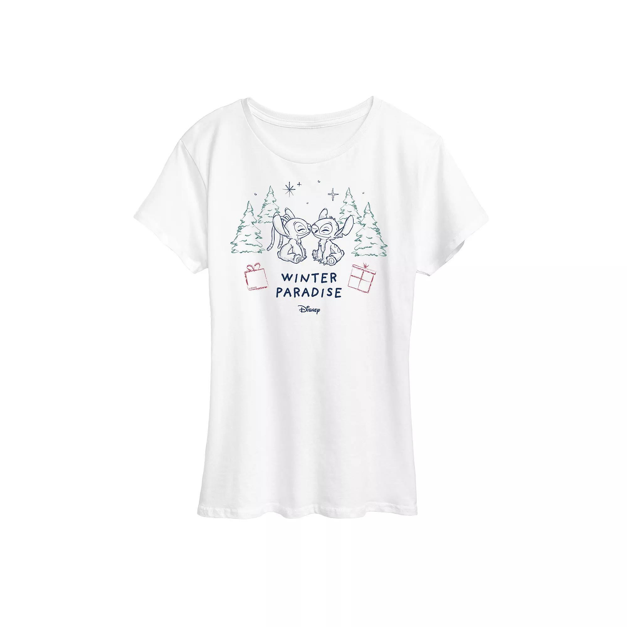 Disney's Lilo and Stitch Women's Winter Paradise Graphic Tee,  Product Image