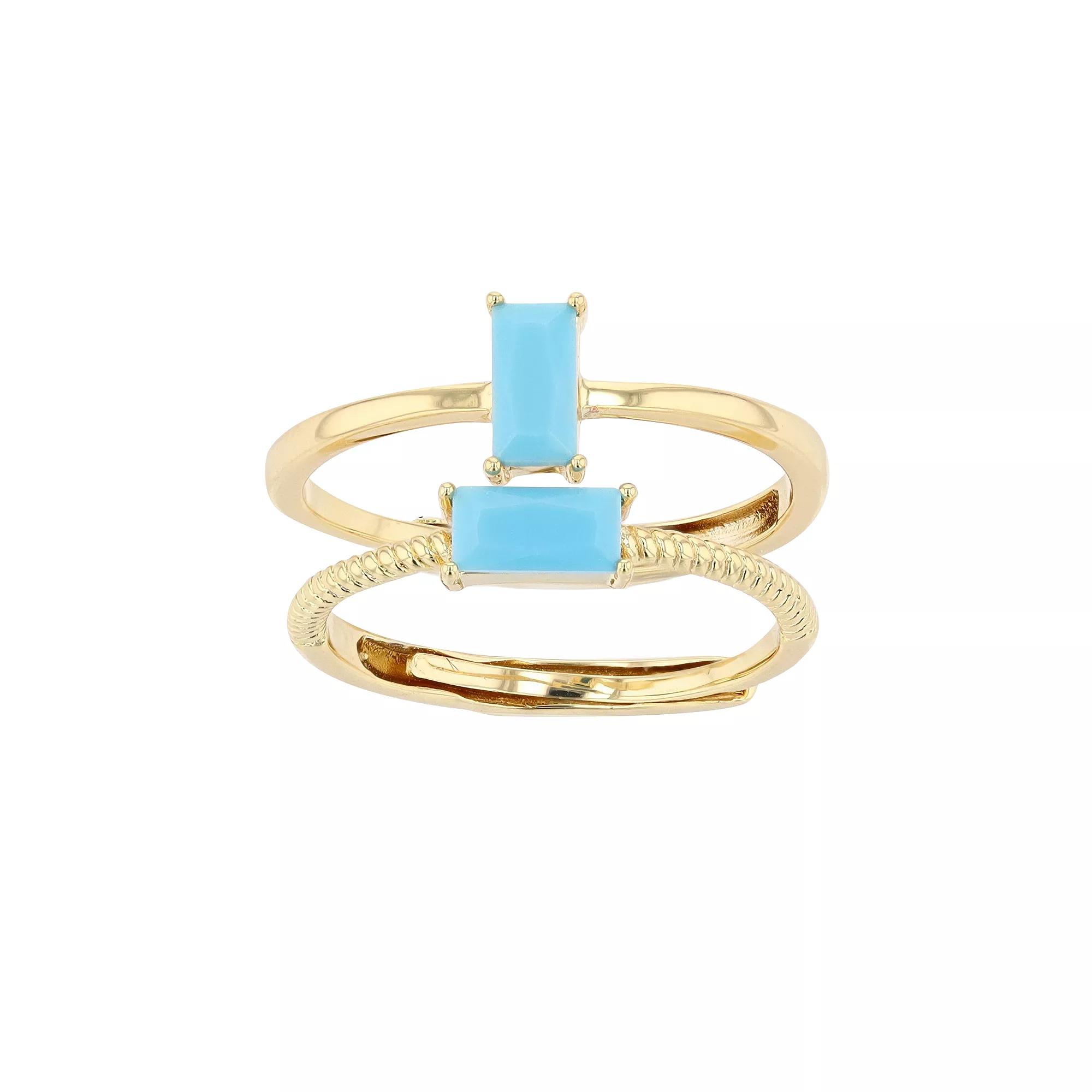 City Luxe Birthstone Simulated Gemstone Duo Ring Set, Women's, Silver Tone December Product Image