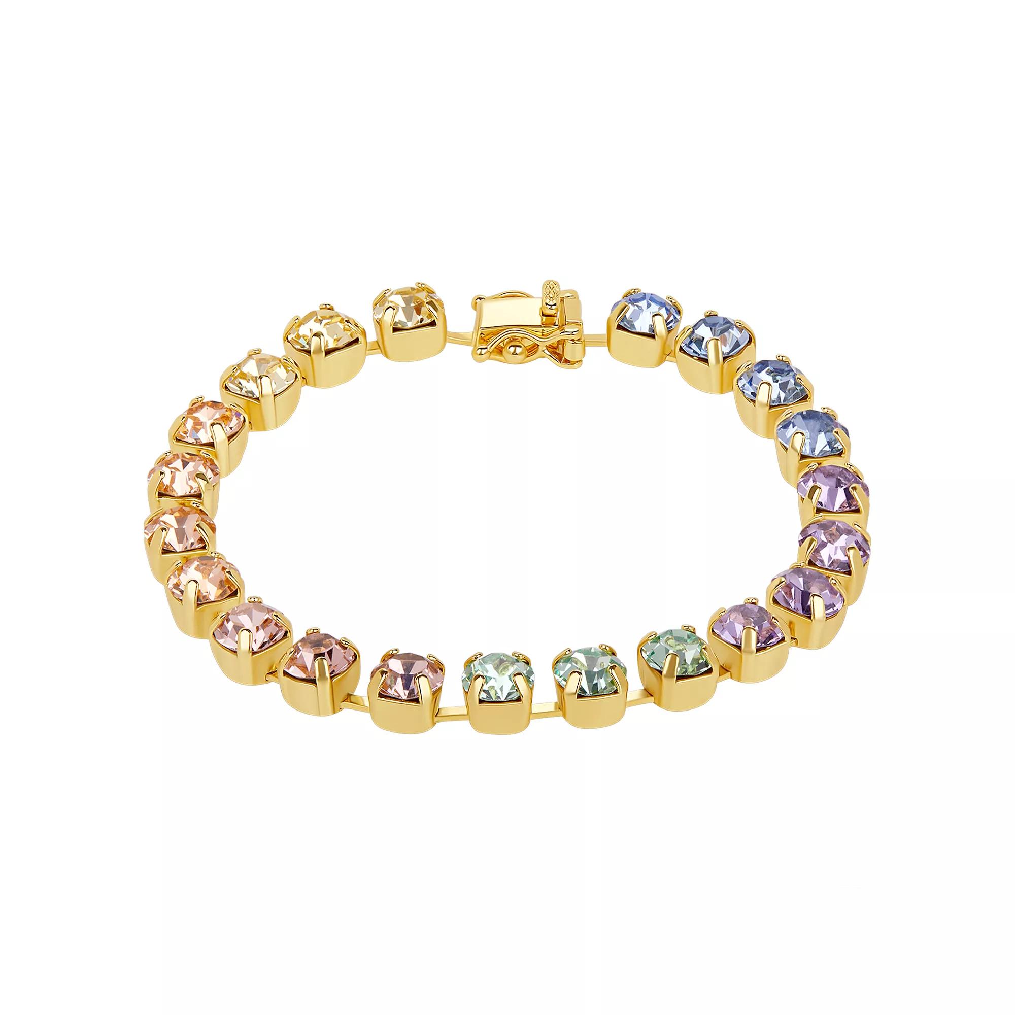 Brilliance Crystal Tennis Bracelet, Women's, Size: 7/8", Gold Tone Team Product Image