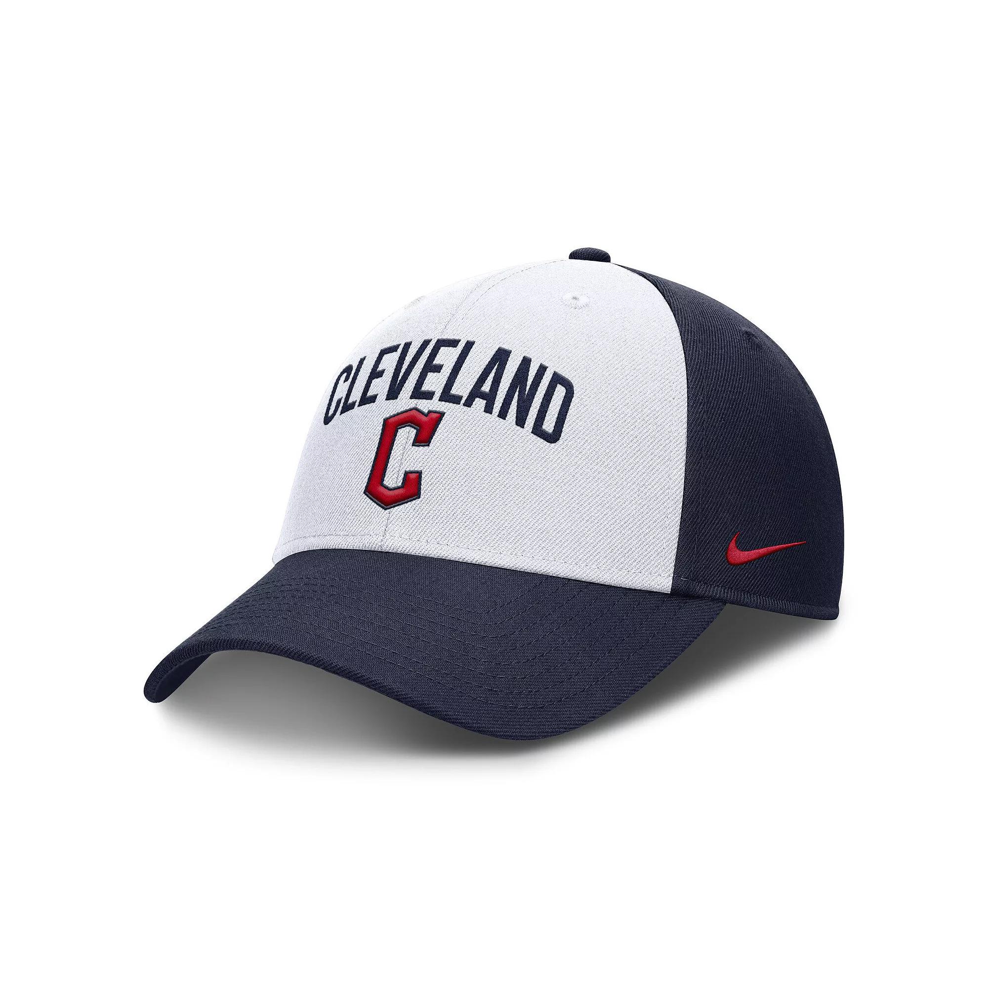 Men's Nike White/Navy Cleveland Guardians Club Performance Adjustable Hat, Size: Medium/Large, Grd White Product Image