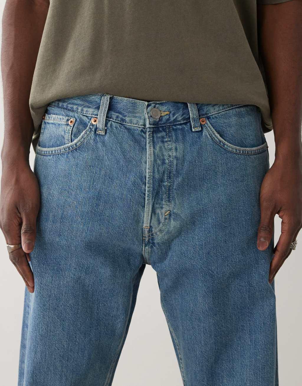 Weekday Space relaxed fit straight leg jeans in blue wash Product Image