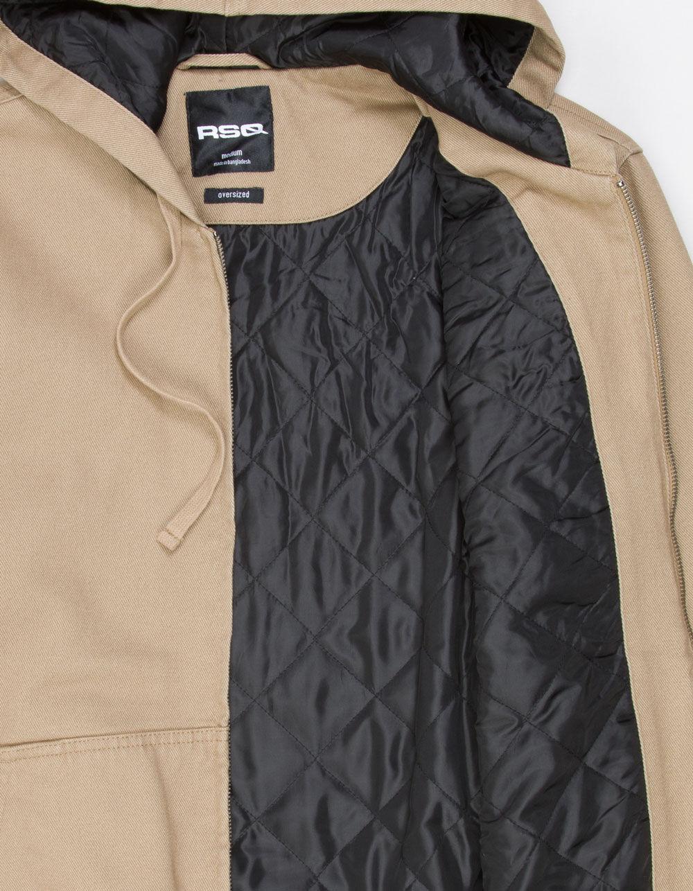 RSQ Mens Oversized Hooded Twill Jacket - TAN Product Image