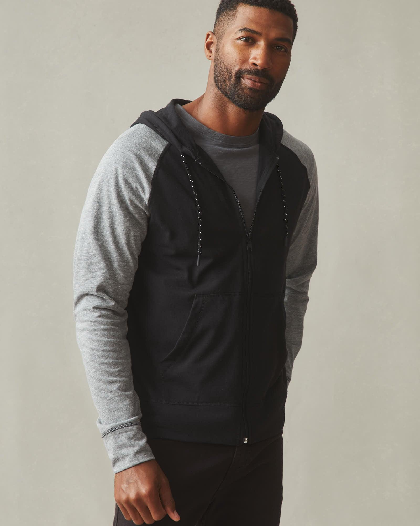Men's Colorblock Lightweight Full Zip - Dark Charcoal Black Solid Heather Male Product Image