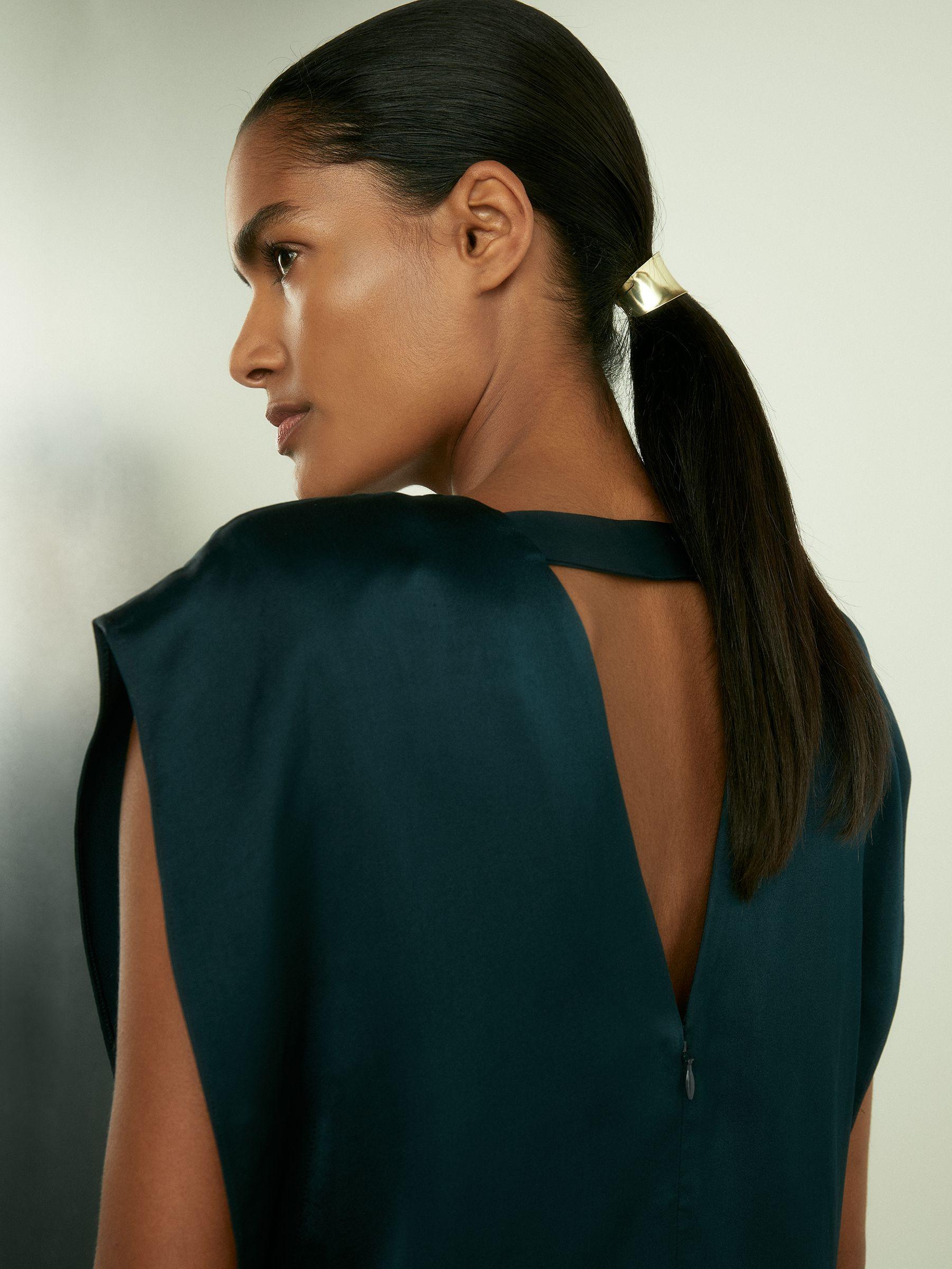 Satin Sleeveless Tunic Dress in Teal Product Image