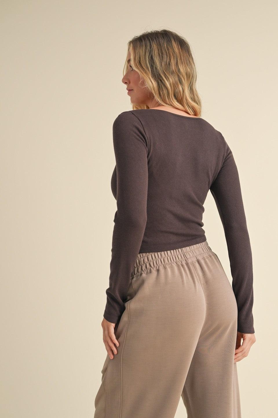 Square Neck Long Sleeve Top Product Image