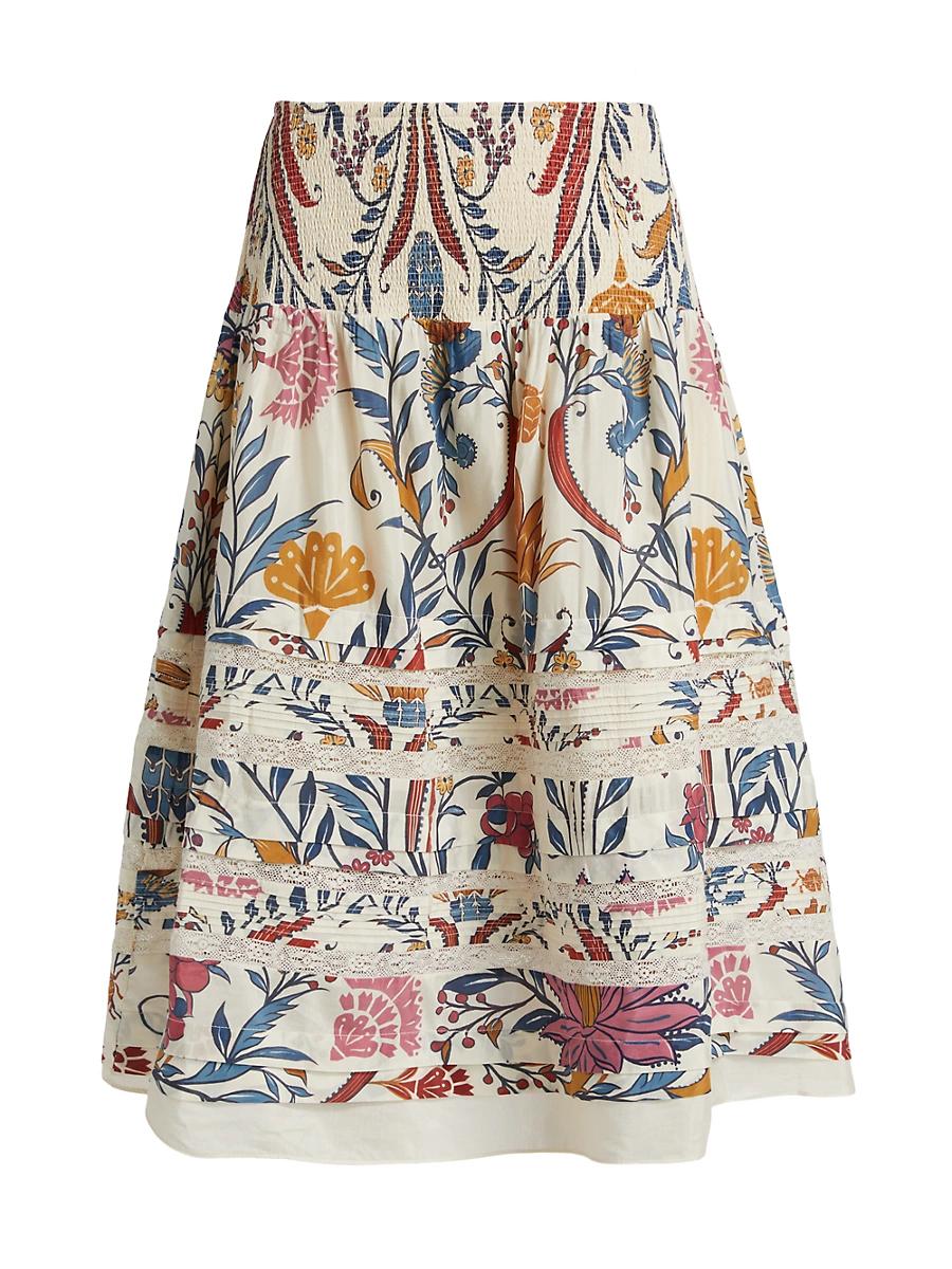 Womens Romantic Printed Midi-Skirt Product Image