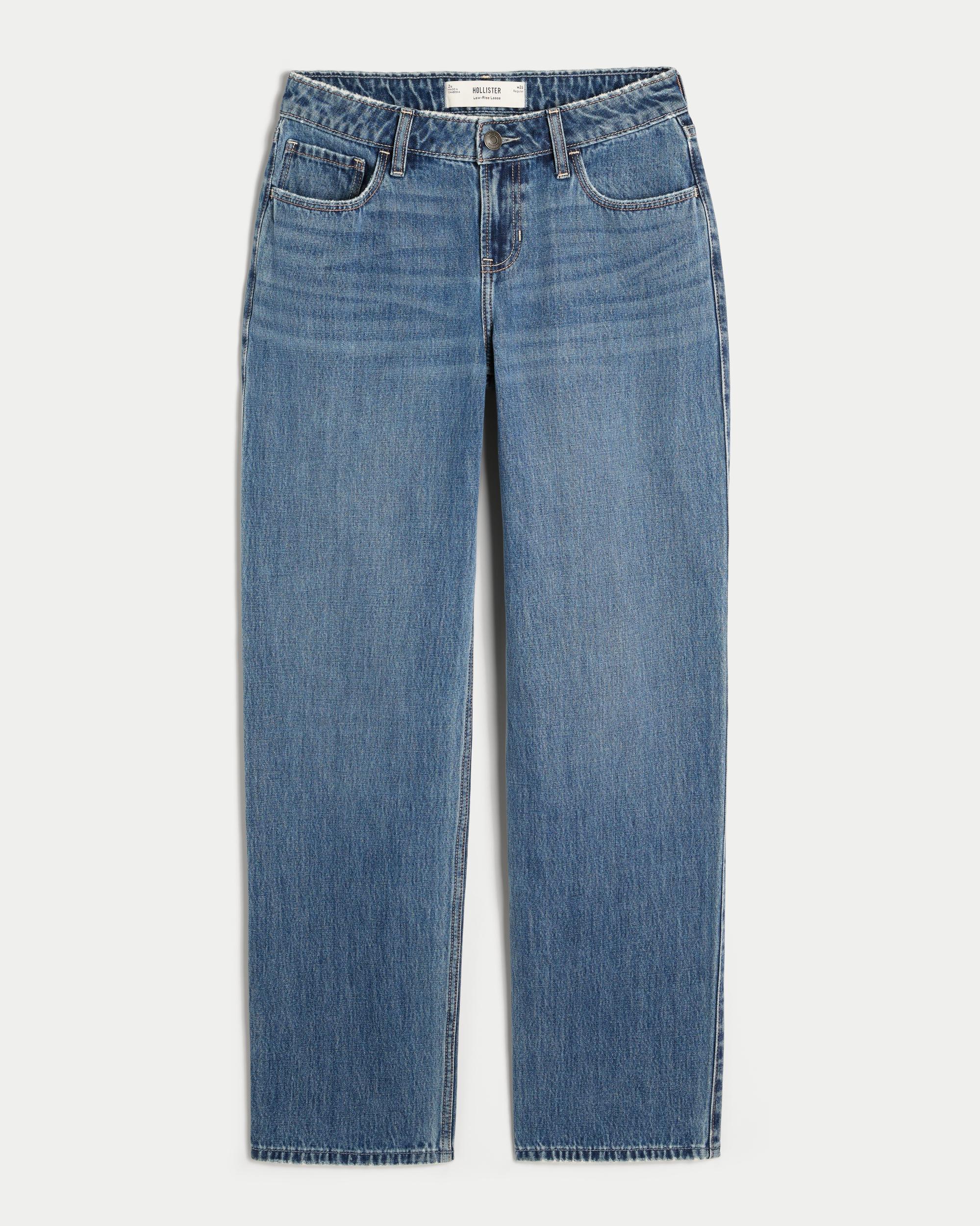 Low-Rise Medium Wash Loose Jeans Product Image