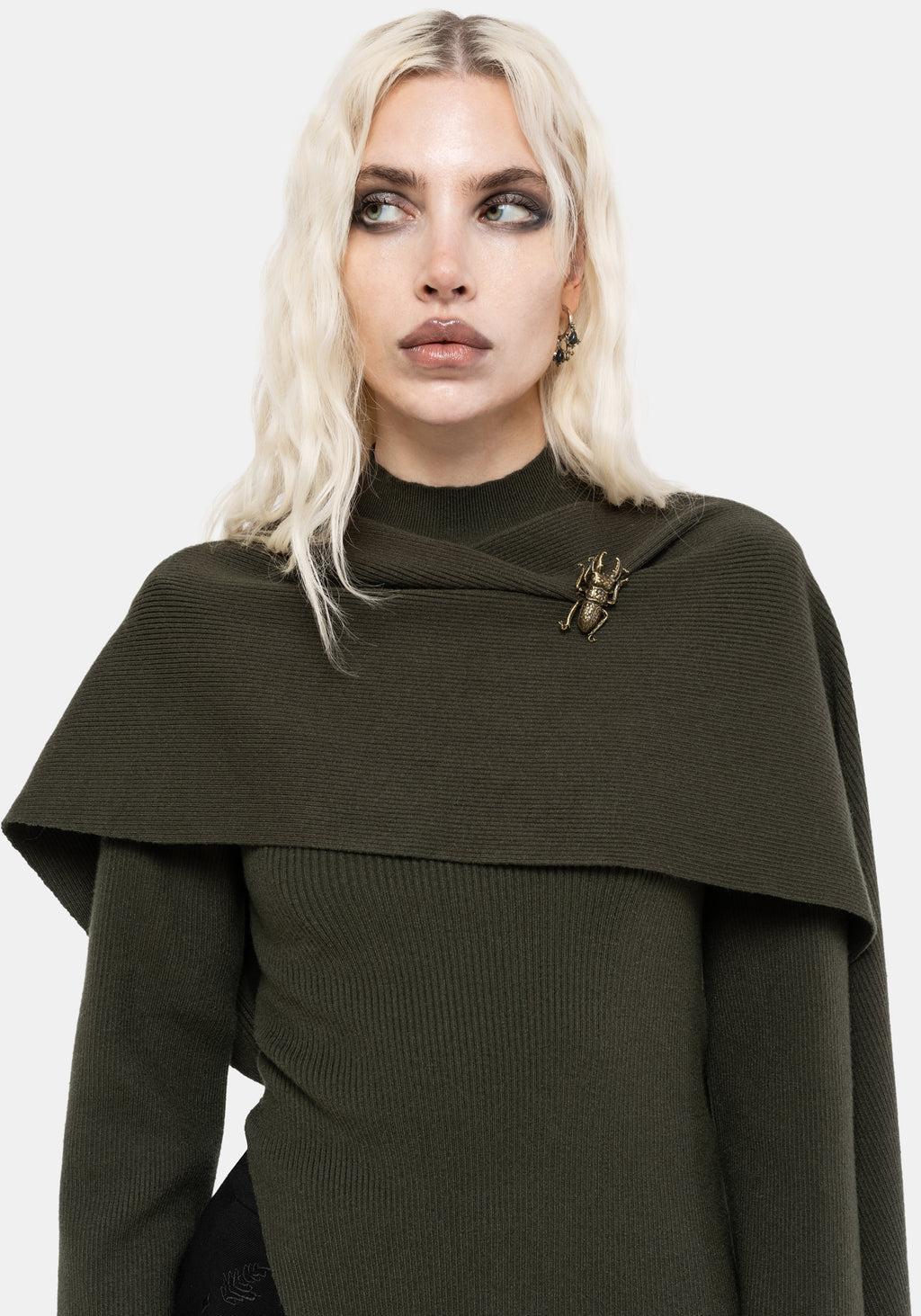 Symphony Scarf Cape Flare Knit Top Product Image