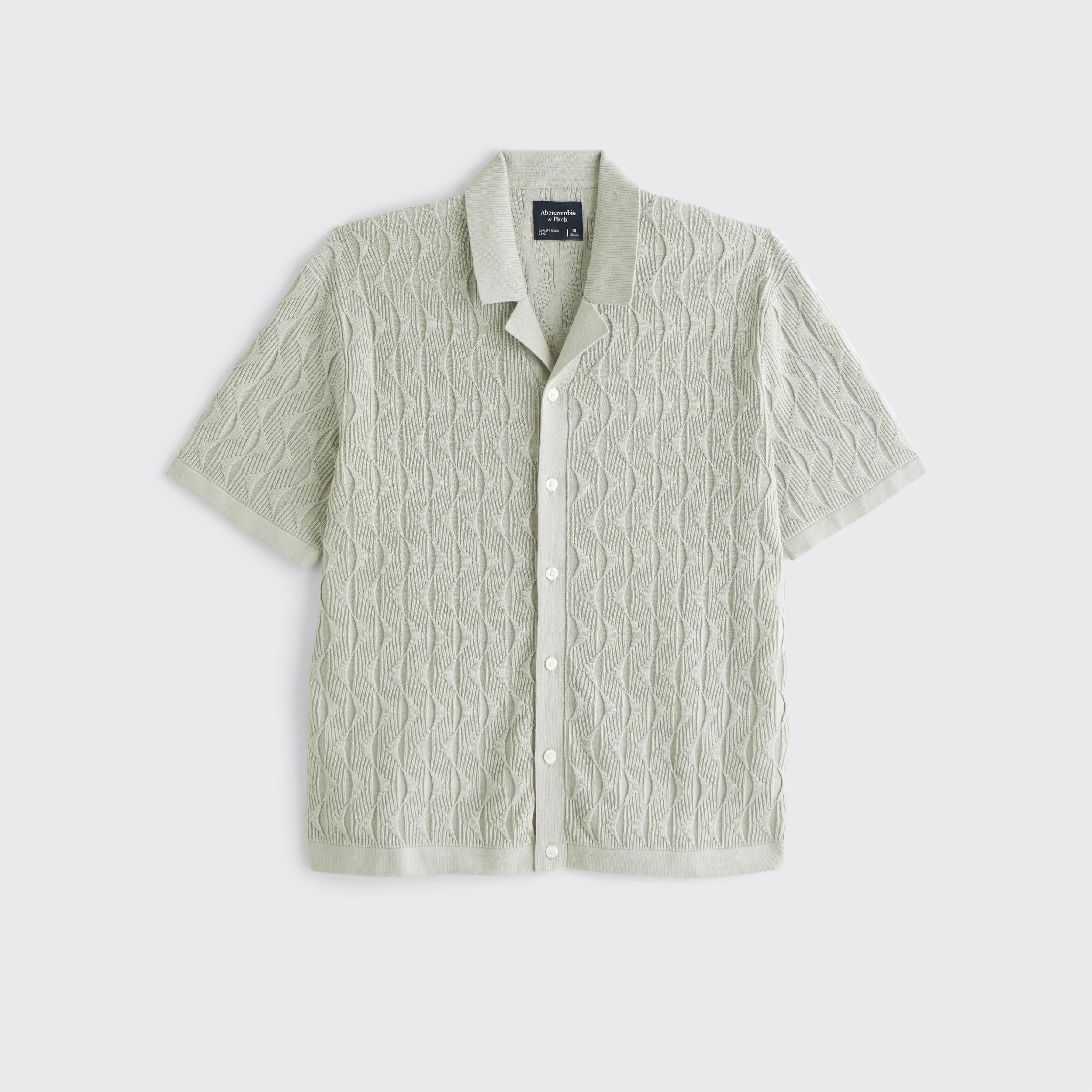 Geometric Stitch Button-Through Sweater Polo Product Image