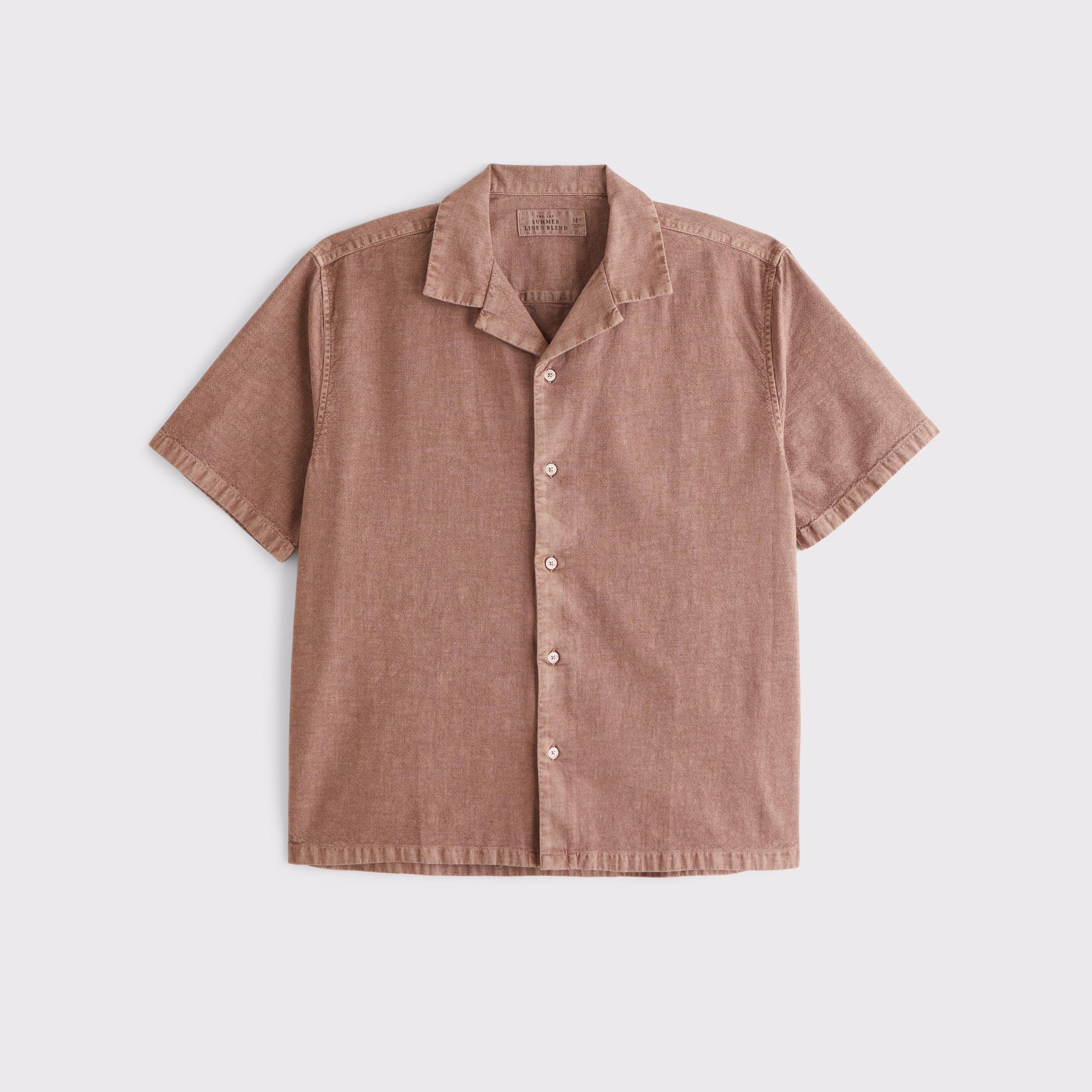 Camp Collar Summer Linen-Blend Shirt Product Image