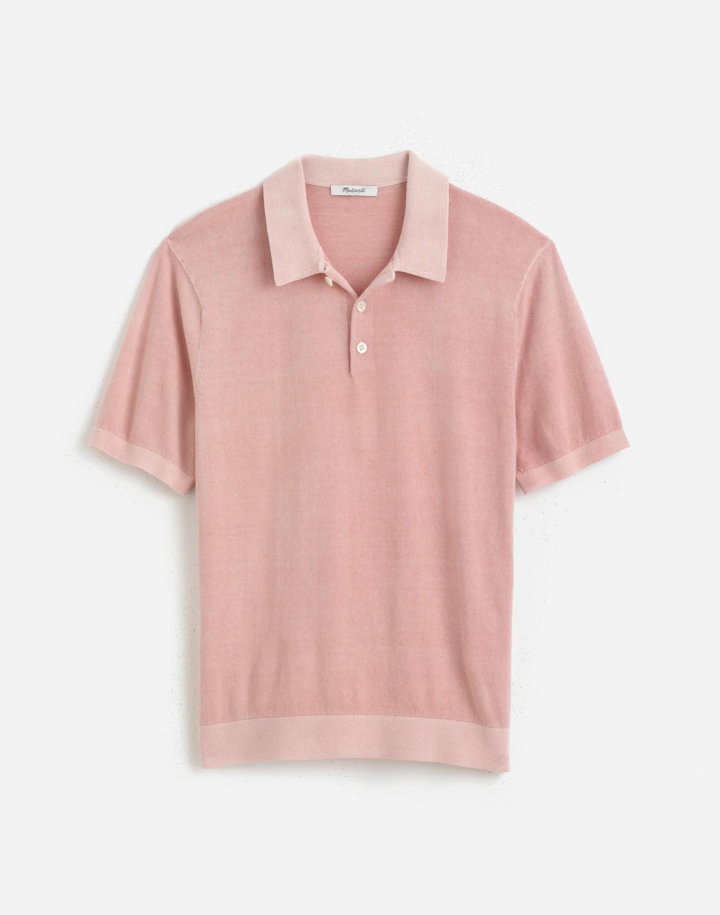 Three-Button Sweater Polo Shirt Product Image