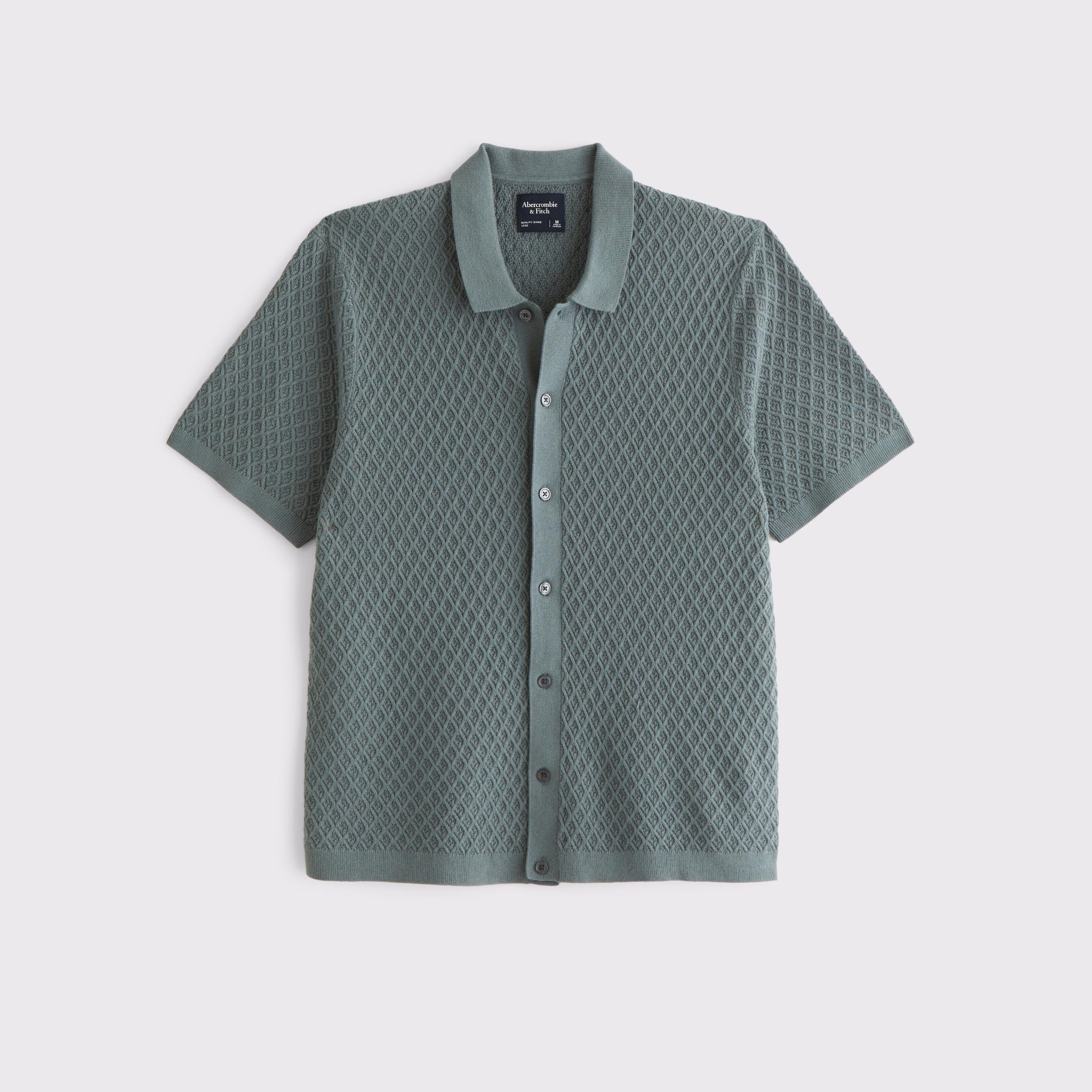 Diamond Stitch Button-Through Sweater Polo Product Image