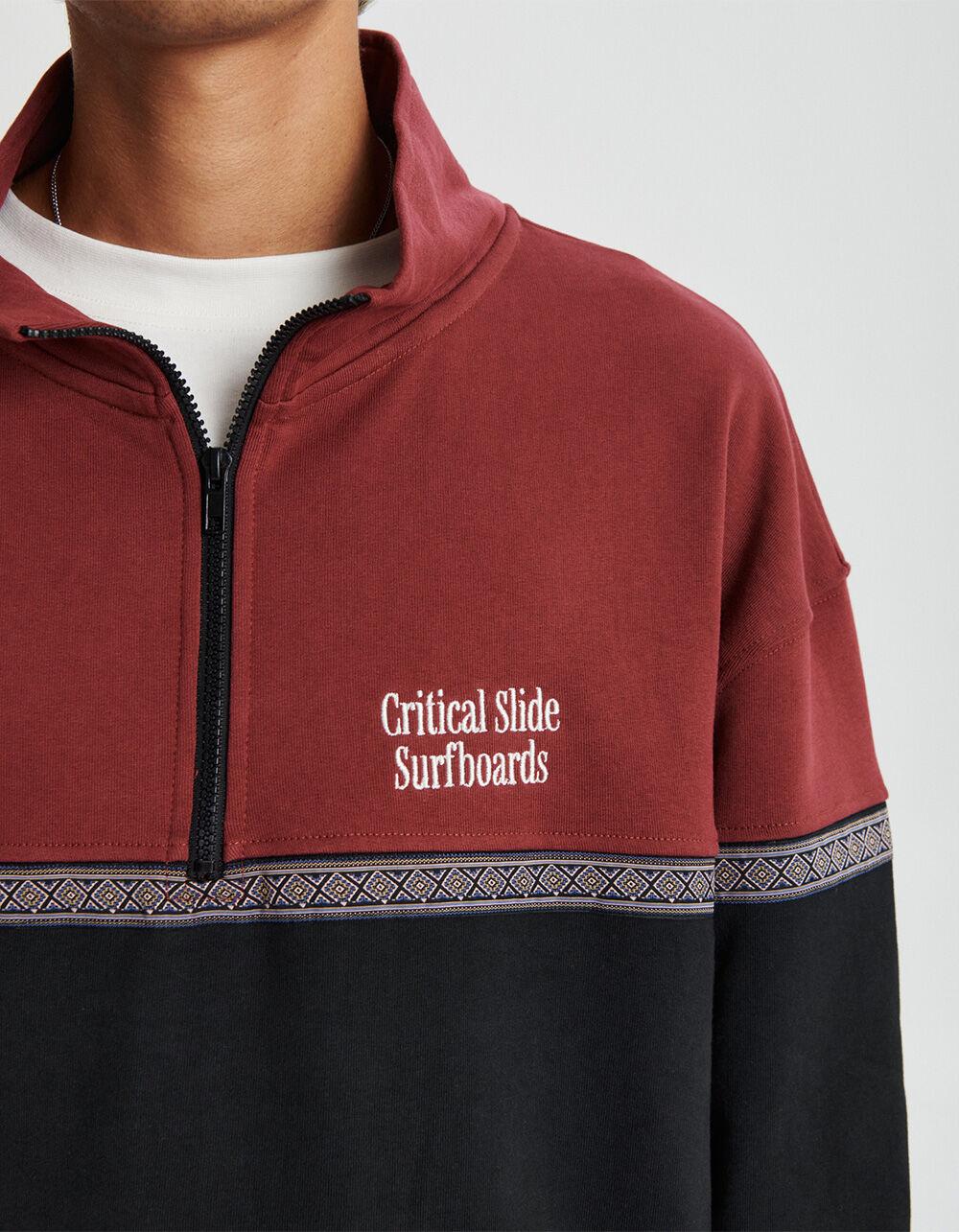 THE CRITICAL SLIDE SOCIETY Offset Rib Mens Quarter Zip Sweatshirt - RUBY Product Image