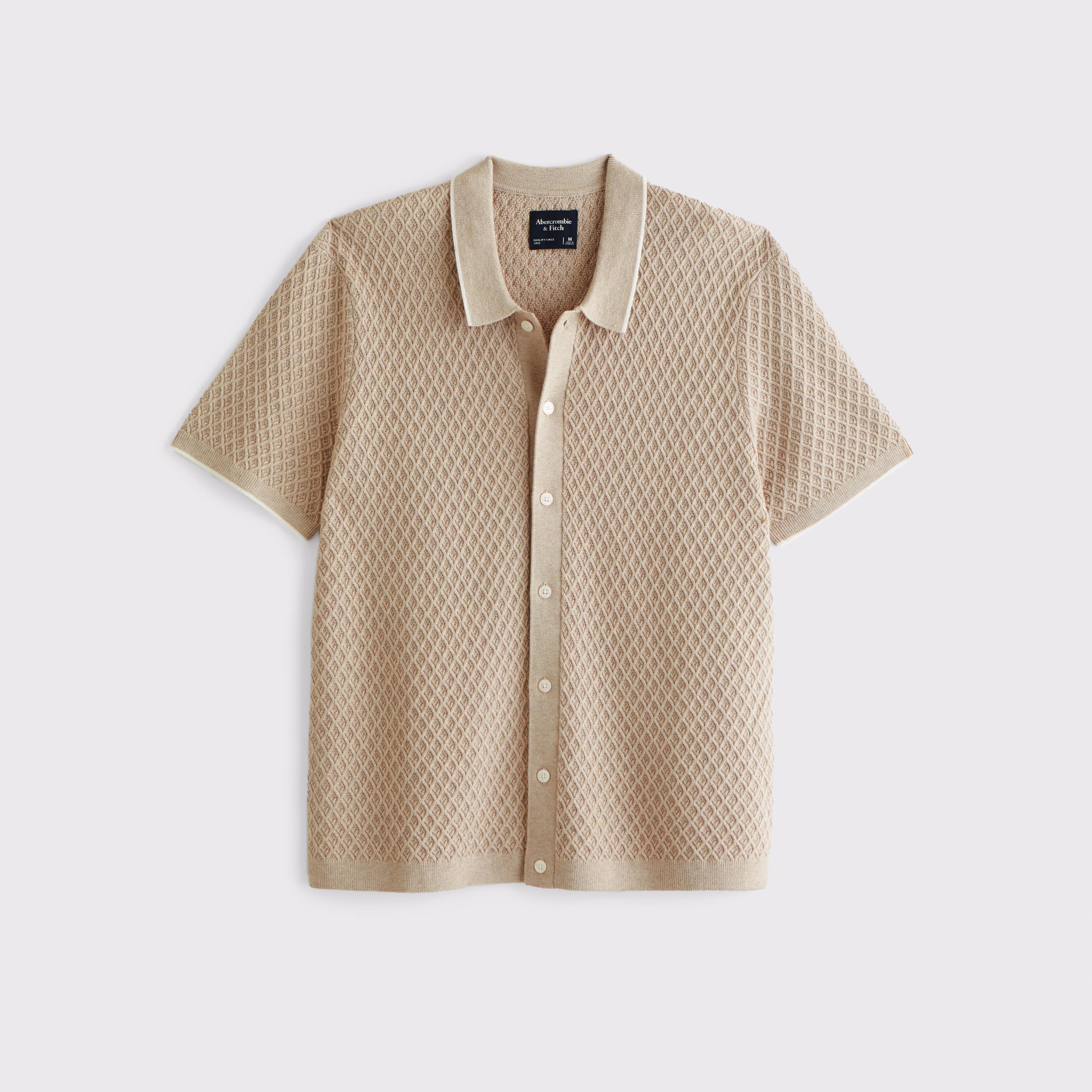 Diamond Stitch Button-Through Sweater Polo Product Image