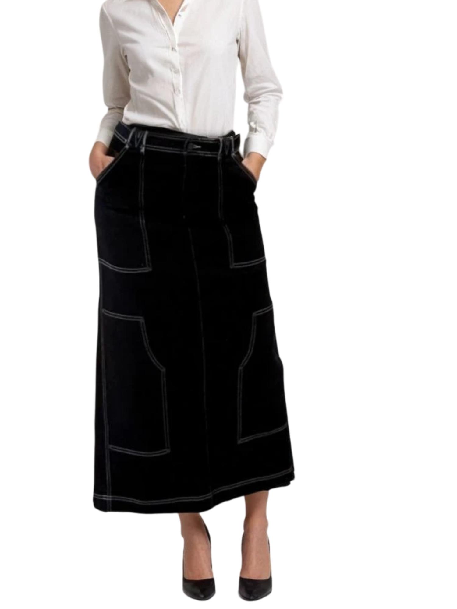 Pashmina Seamed Denim Skirt Product Image