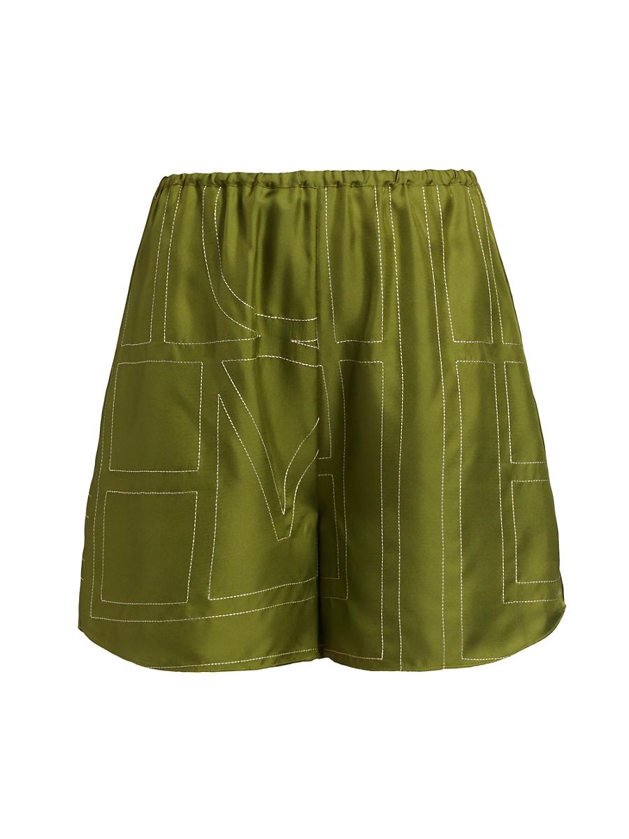 Womens Monogram Silk Twill Pajama-Style Shorts Product Image