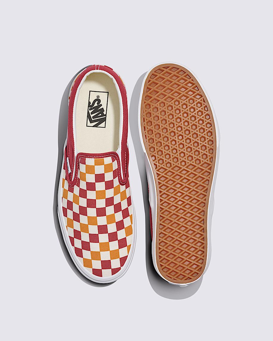 Classic Slip-On Checkerboard Shoe in Red / White| Vans US Product Image
