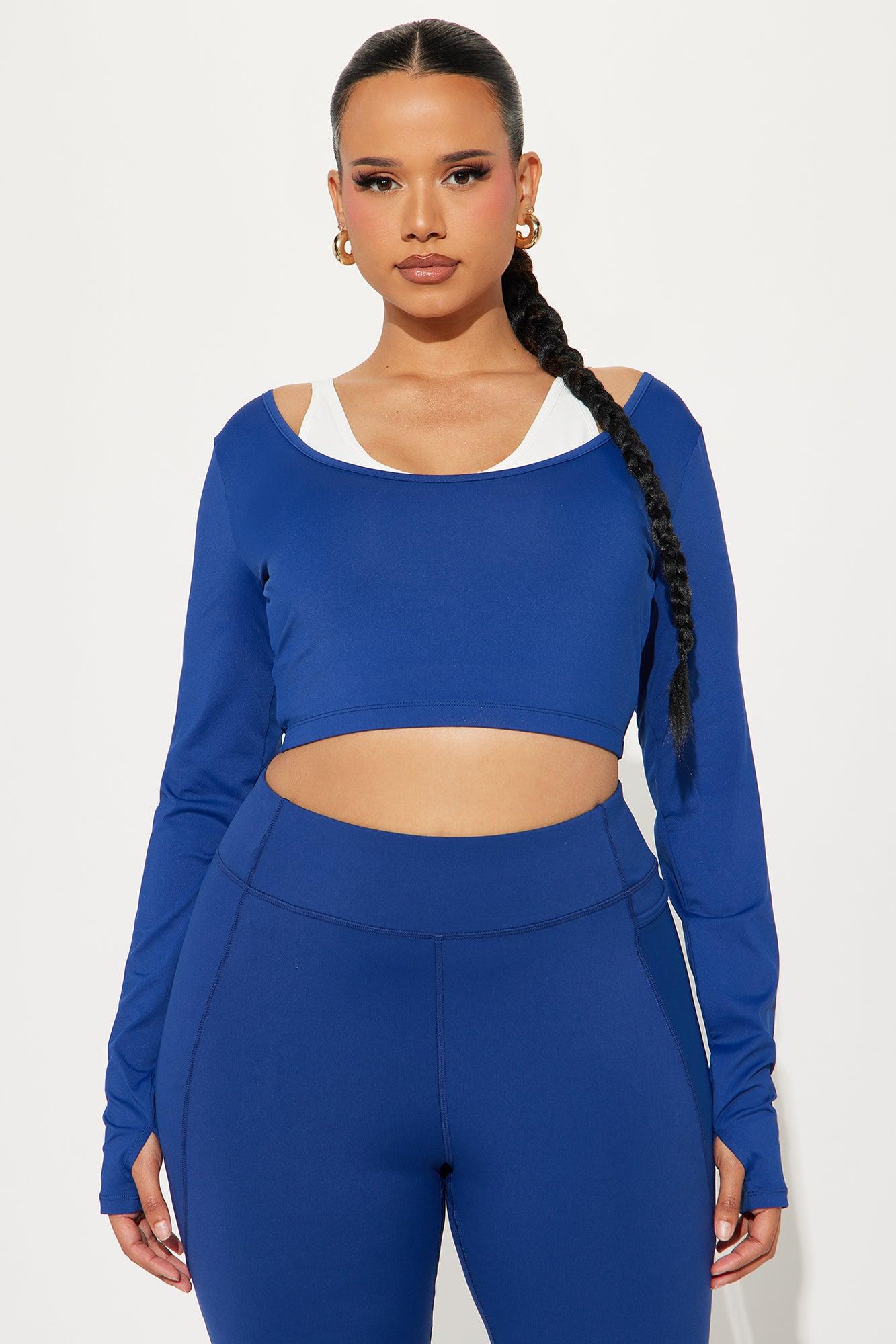 Match Point Twofer Long Sleeve Active Top - Midnight Blue Product Image