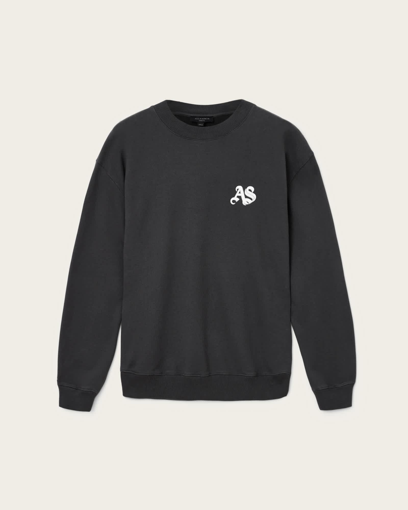 Icon Boxy Crew Neck Sweatshirt Washed Black | ALLSAINTS US Product Image