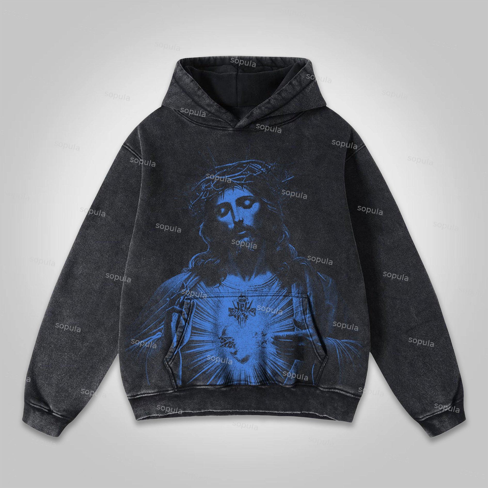 Sopula Tomie Vintage Graphics Washed Distressed Hoodie Product Image