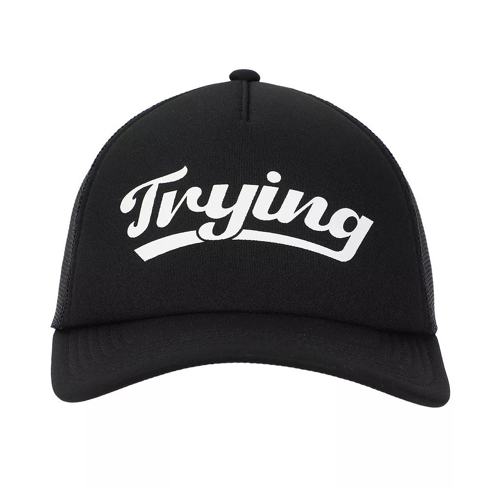 Women's Trying Foam Trucker Hat, Black Product Image
