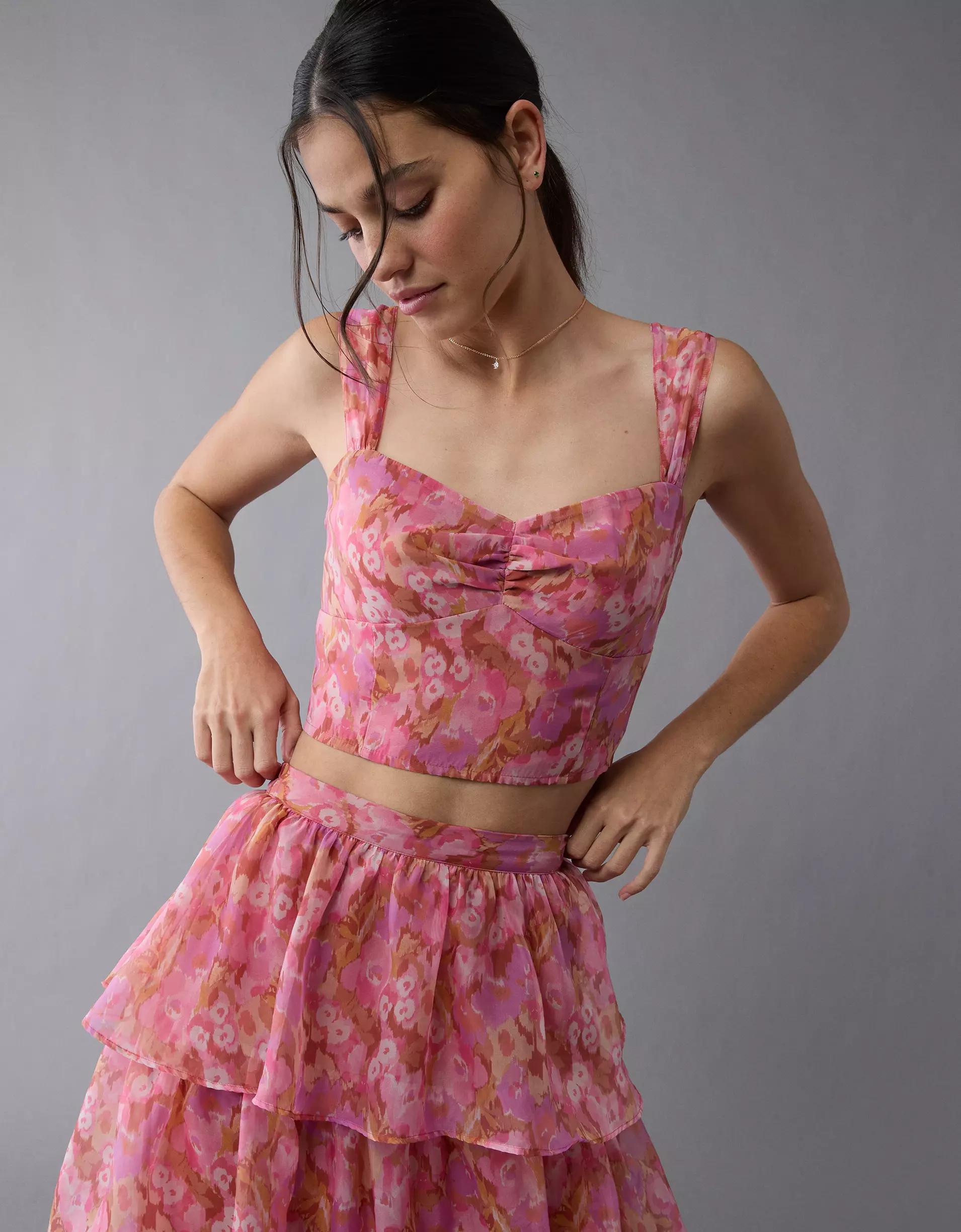 AE Floral Organza Maxi Skirt Set Product Image