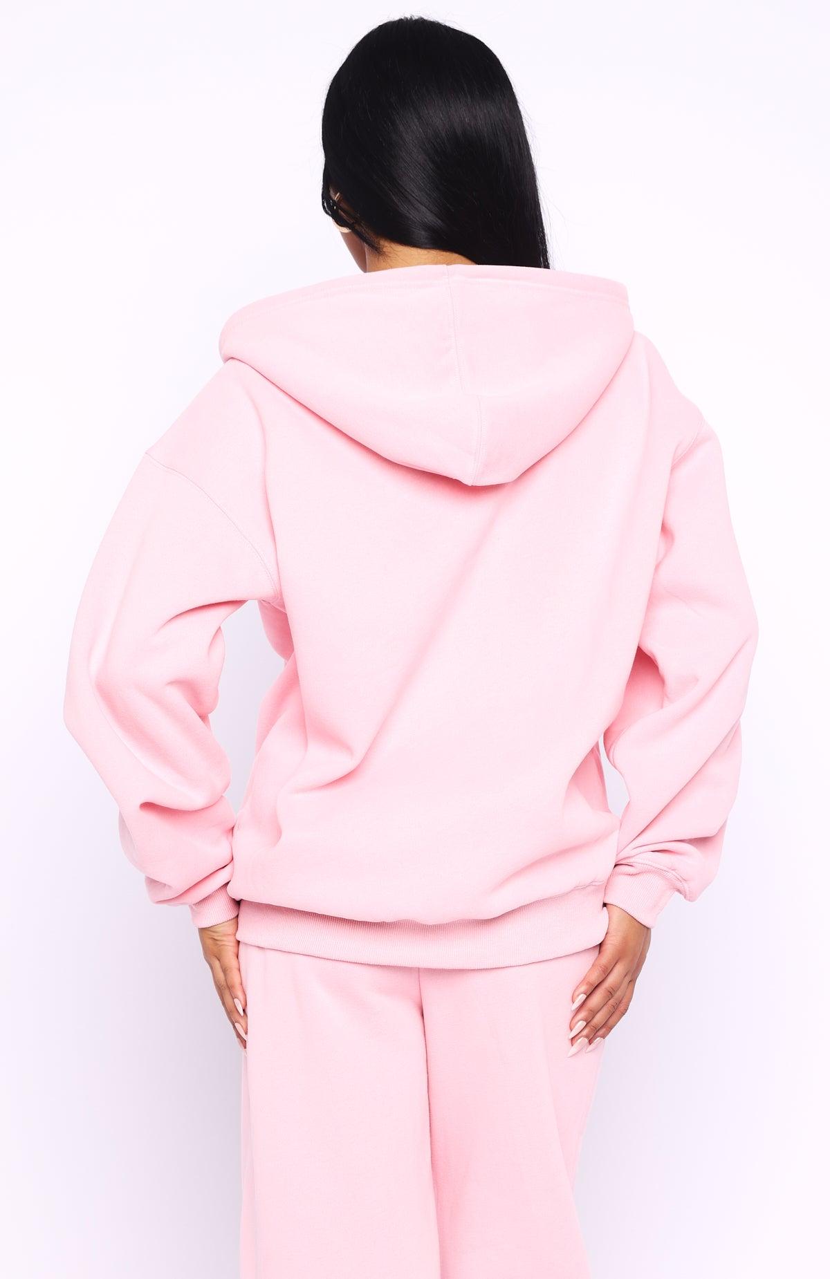 Ready To Go Zip Front Hoodie Pink Product Image
