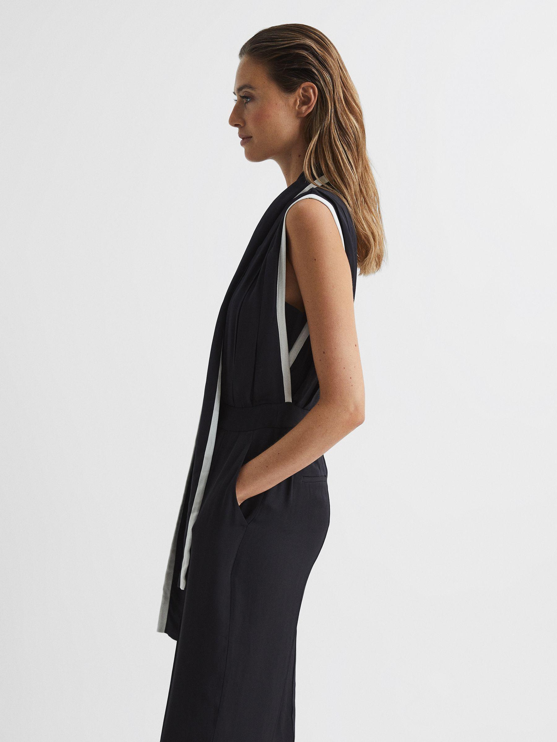 Petite Removable Tie Neck Jumpsuit in Black Product Image