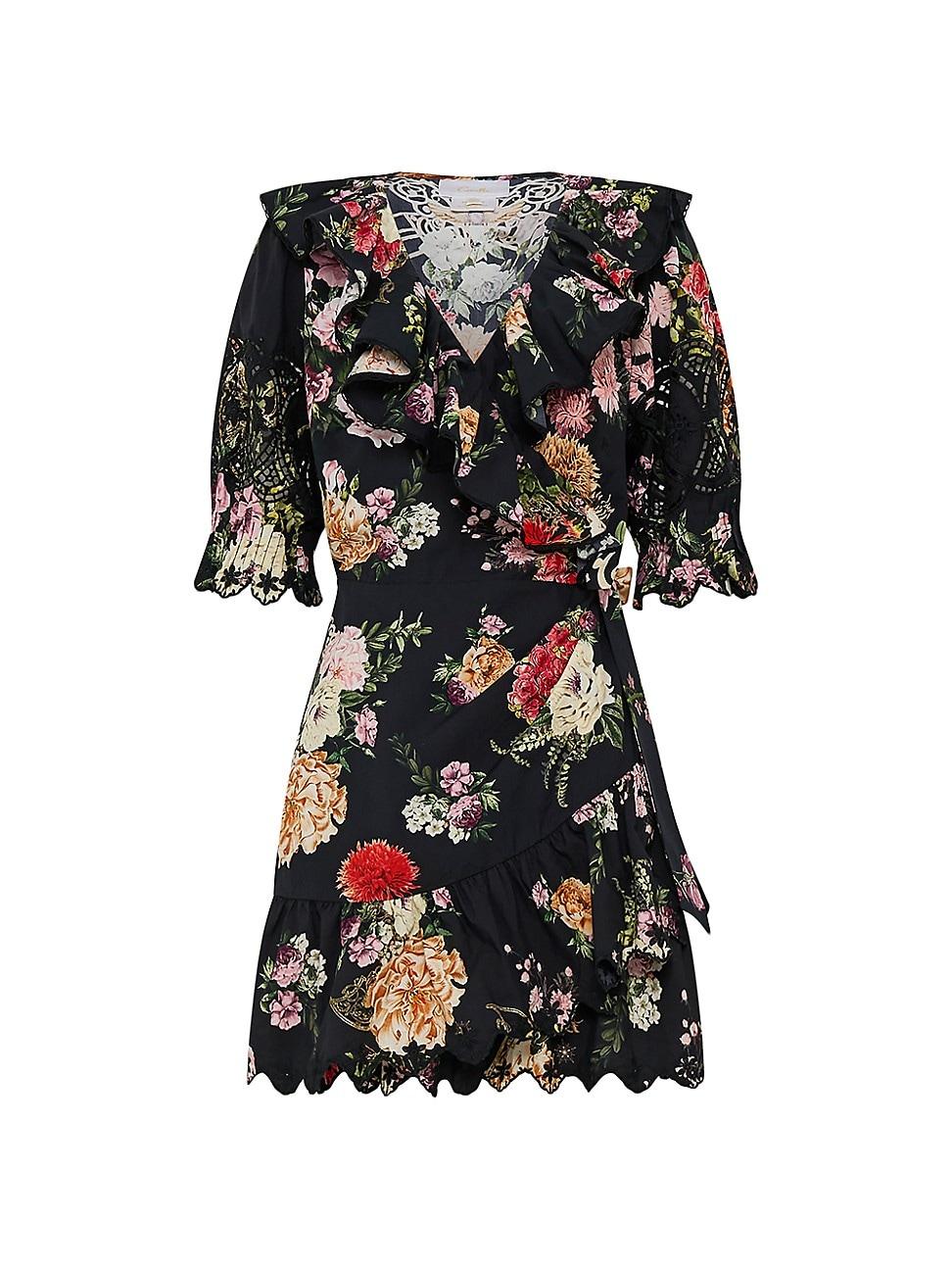 Womens Floral Ruffle Cotton Minidress Product Image